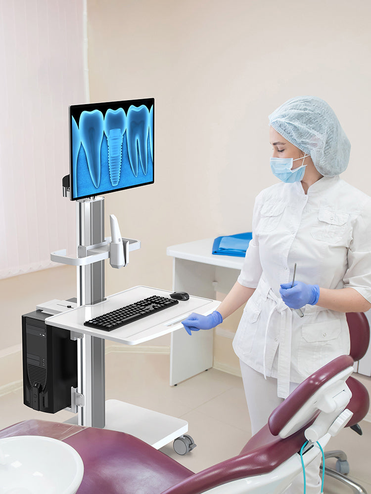 OC-1TS Dental Laboratory Equipment-Silent Wheel, Dental Scanning, Medical Moving Host/Monitor Equipment-Removable Display Case, Bracket