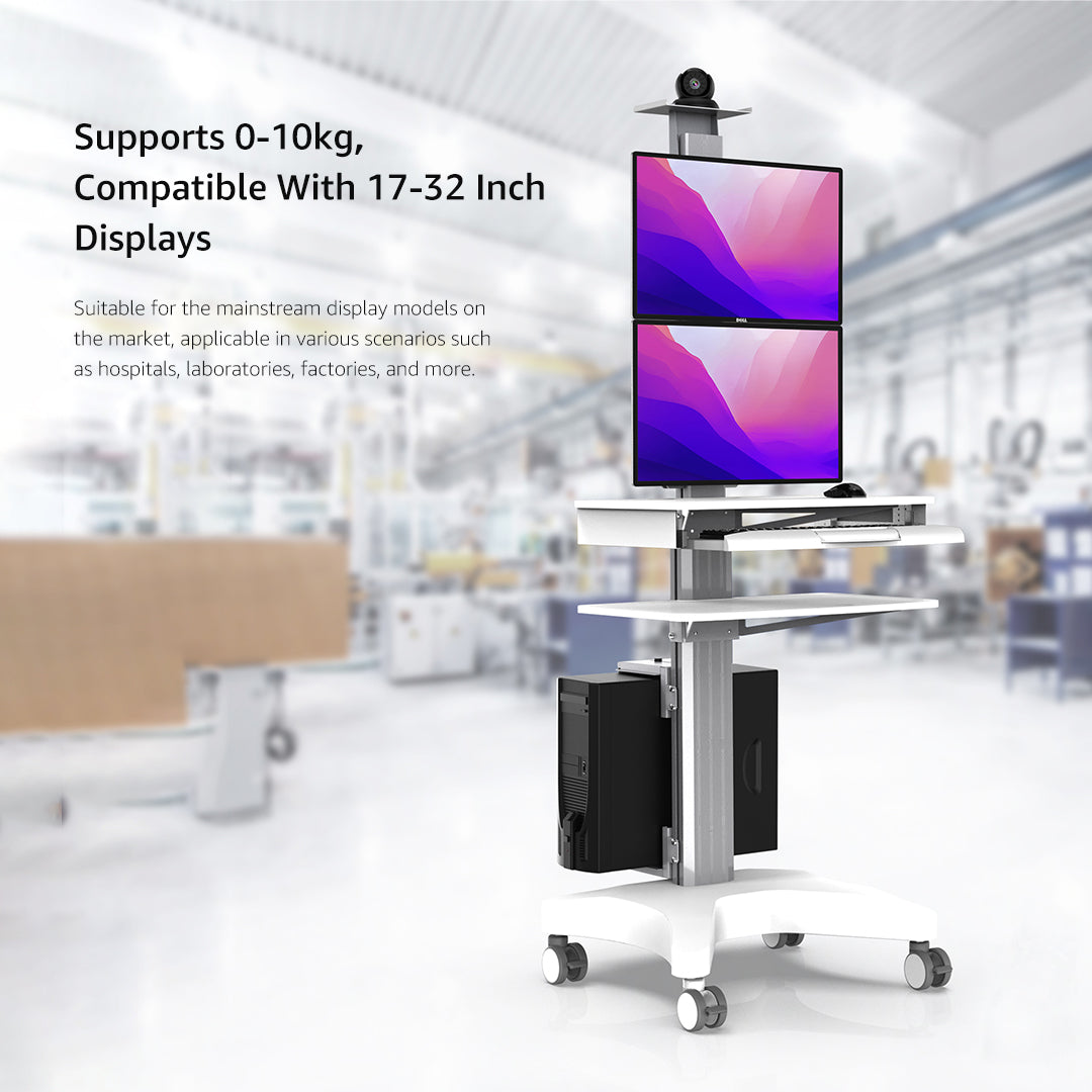 H2V Laboratory Equipment-Silent Wheel, Dental Scanning, Medical Moving Host/Monitor Equipment-Removable Display Case, Bracket