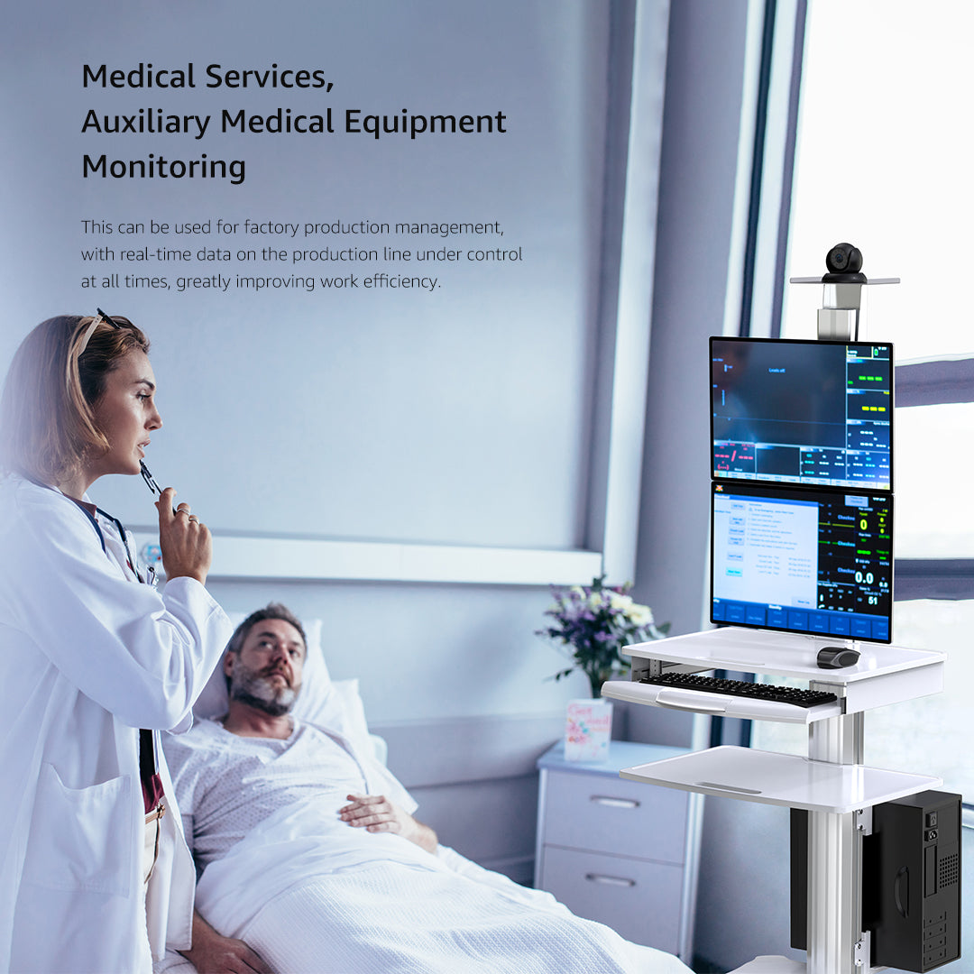 H2V Laboratory Equipment-Silent Wheel, Dental Scanning, Medical Moving Host/Monitor Equipment-Removable Display Case, Bracket