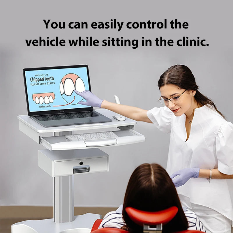 OC-3 Bewiser Medical Cart with Oral Scanner Stand Dental Clinic Cart with Wheels for Hospital and Beauty Salon
