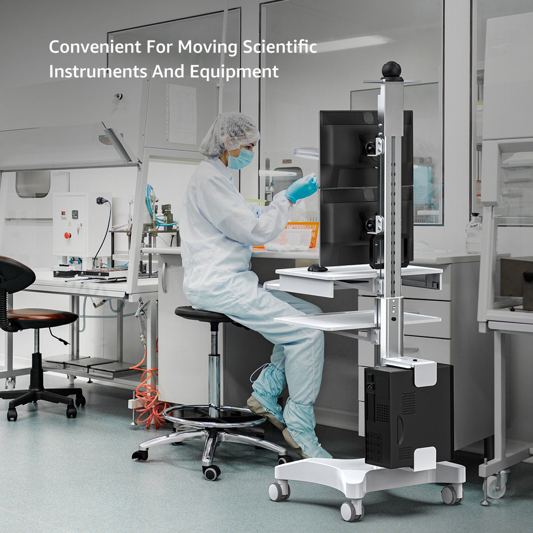 H2V Laboratory Equipment-Silent Wheel, Dental Scanning, Medical Moving Host/Monitor Equipment-Removable Display Case, Bracket