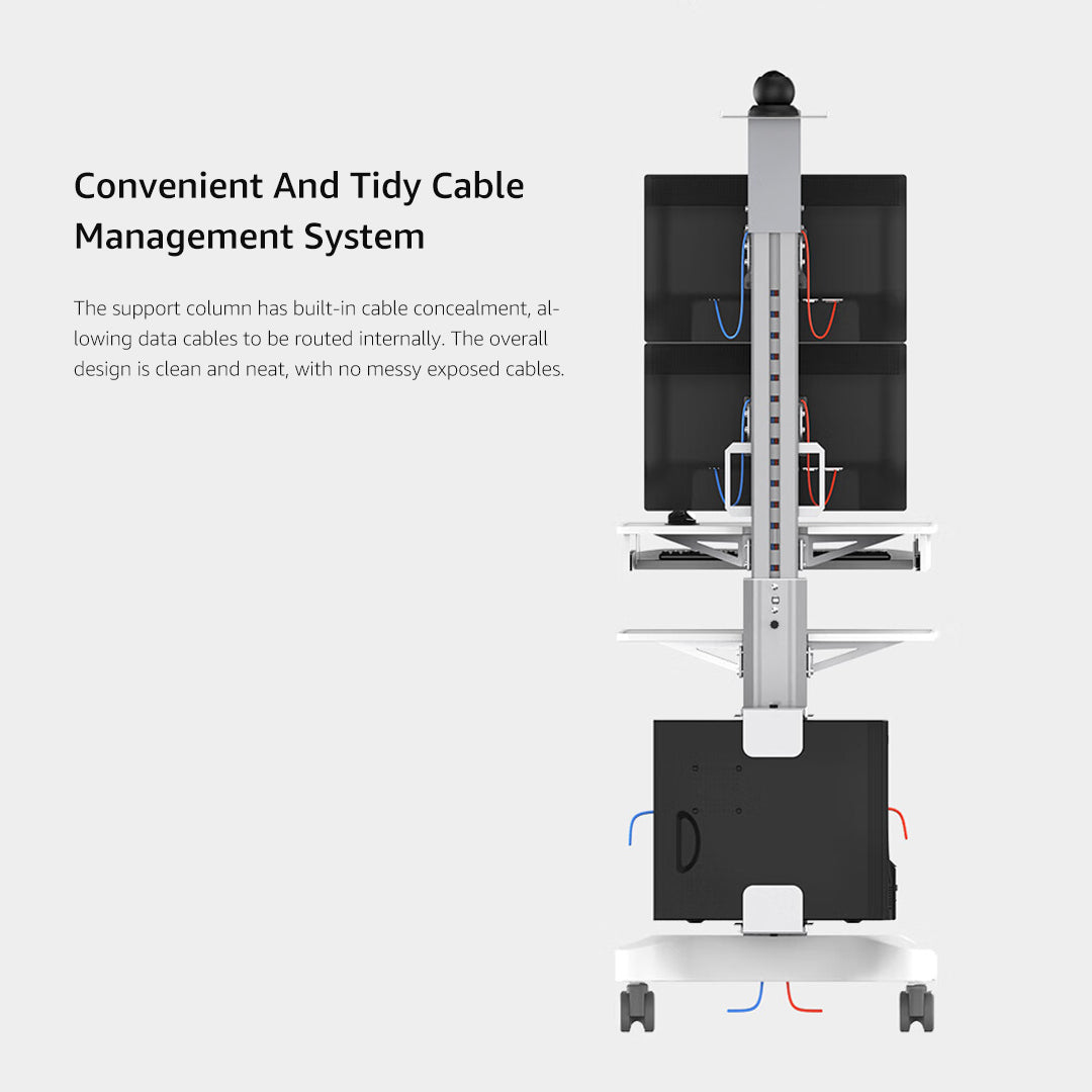H2V Laboratory Equipment-Silent Wheel, Dental Scanning, Medical Moving Host/Monitor Equipment-Removable Display Case, Bracket