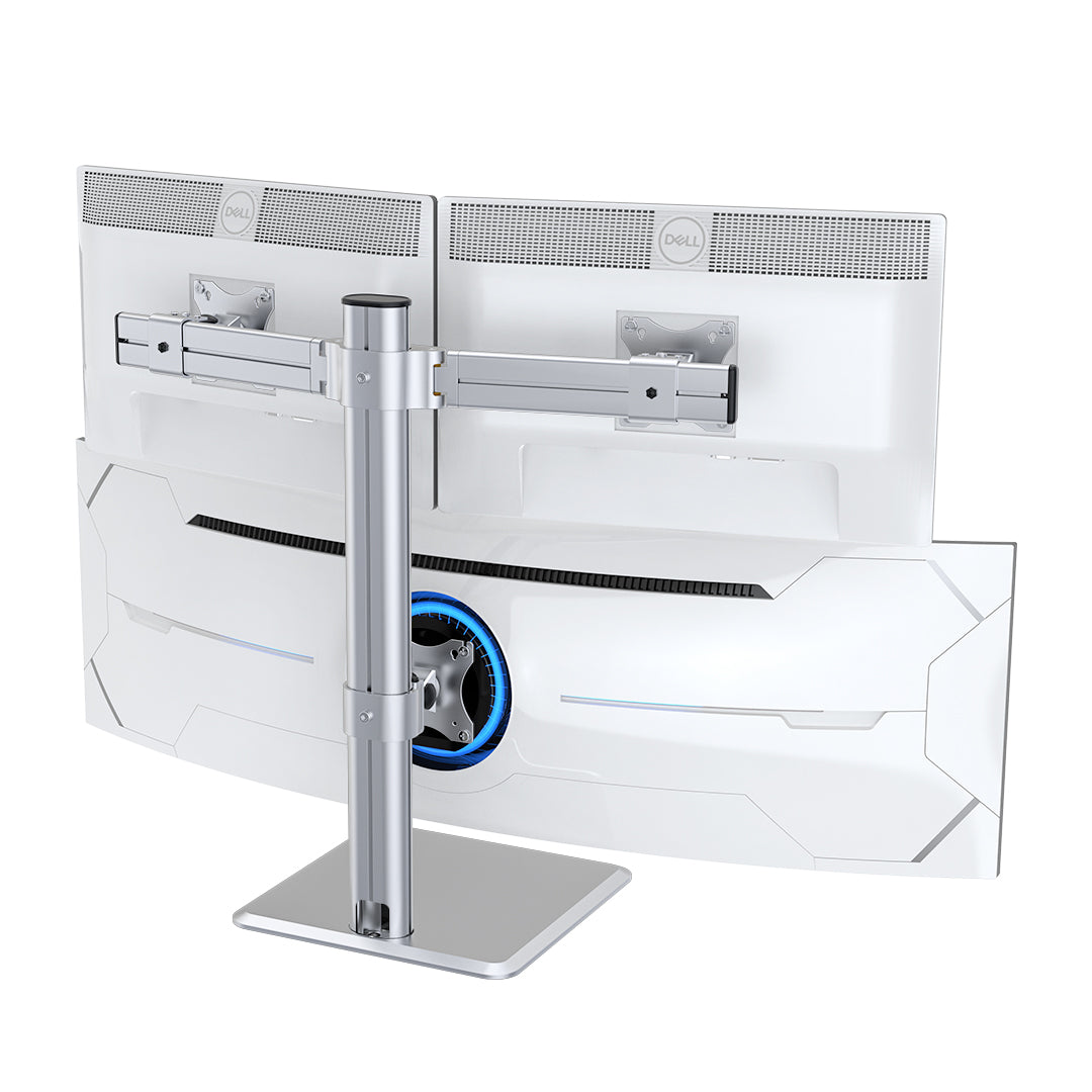 BEWISER Triple Heavy Duty Monitor Stand - Vertical Heavy Duty Monitor Riser Fits Two 17 to 27 Inch Screen and One 49 Inch Screen with Swivel, Tilt, Height Adjustable,weight capacity up to 33