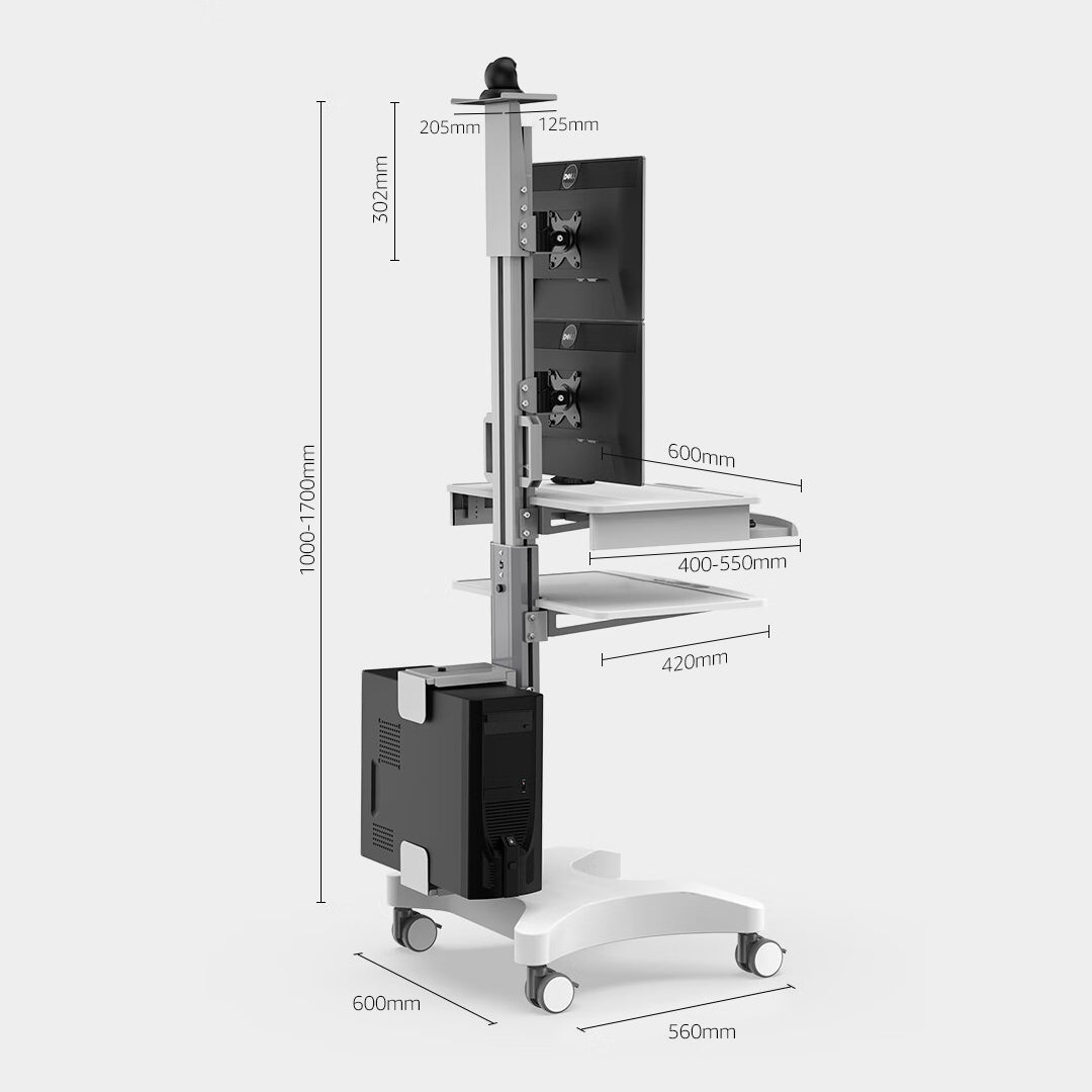 H2V Laboratory Equipment-Silent Wheel, Dental Scanning, Medical Moving Host/Monitor Equipment-Removable Display Case, Bracket