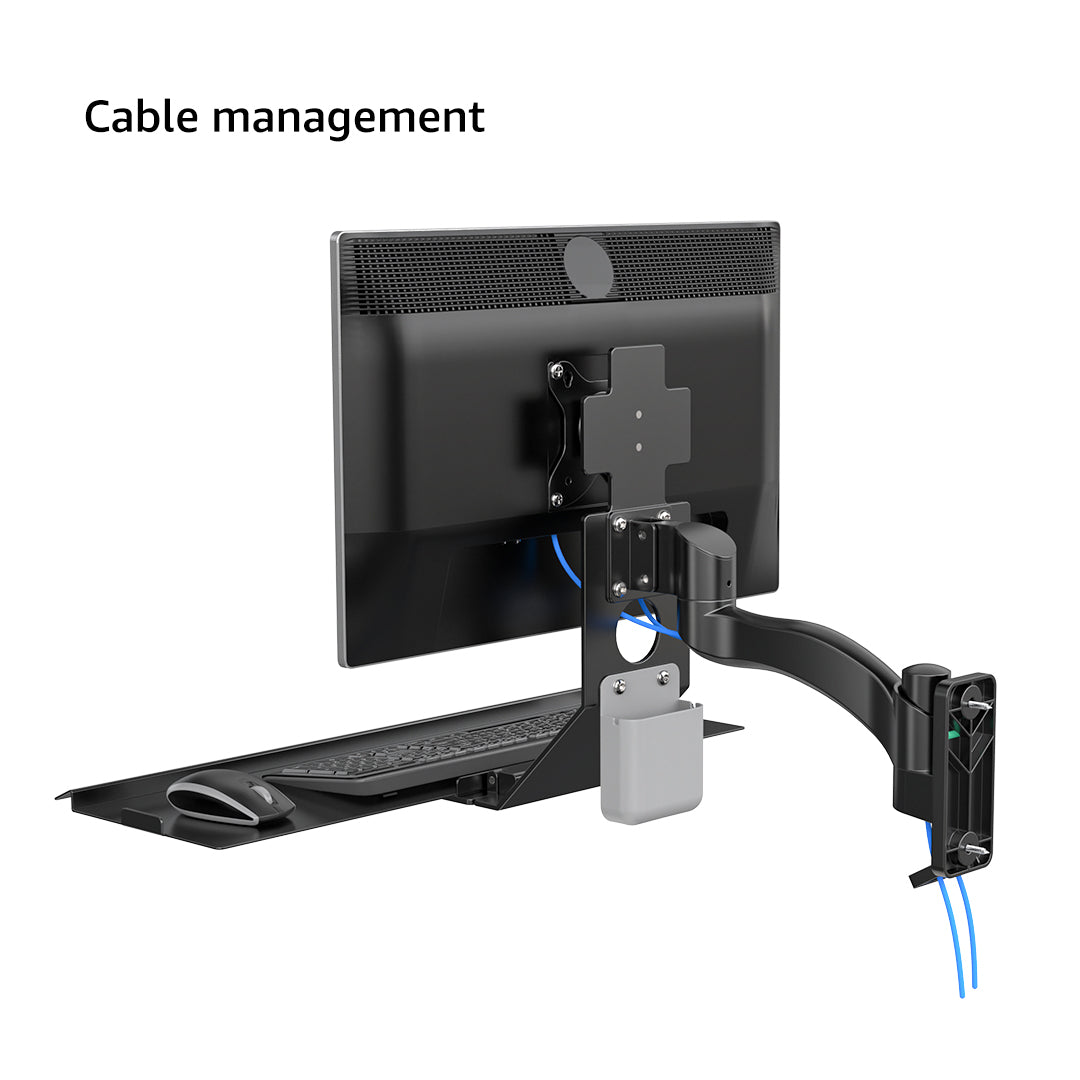 WKS-2 Bewiser Universal Wall-Mounted Adjustable Monitor Stand with Folding Keyboard Holder for Industrial Equipment and Machine Tools