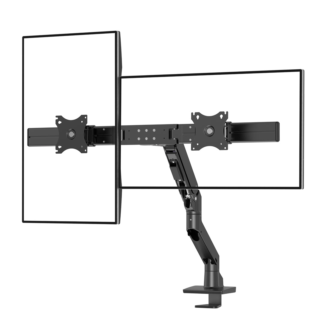 BEWISER Dual Monitor Arm for 17-32 Inch Screen,Black Heavy Duty Double Monitor Stand for Home Office,Extra Thick Arm VESA 75/100mm Desk Mount,Tilt Swivel Rotate(S1020D)