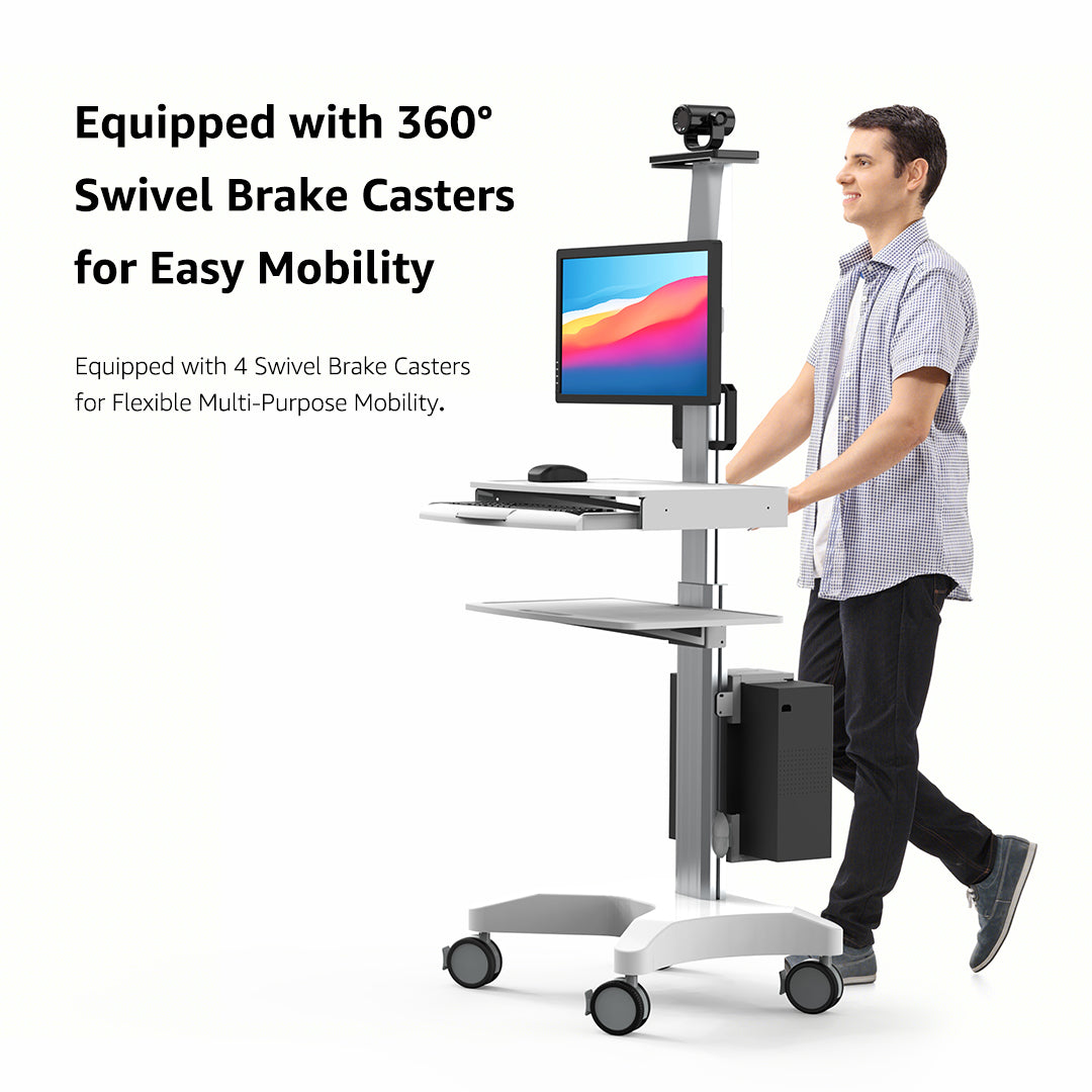 H1 Laboratory Equipment-Silent Wheel, Dental Scanning, Medical Moving Host/Monitor Equipment-Removable Display Case, Bracket