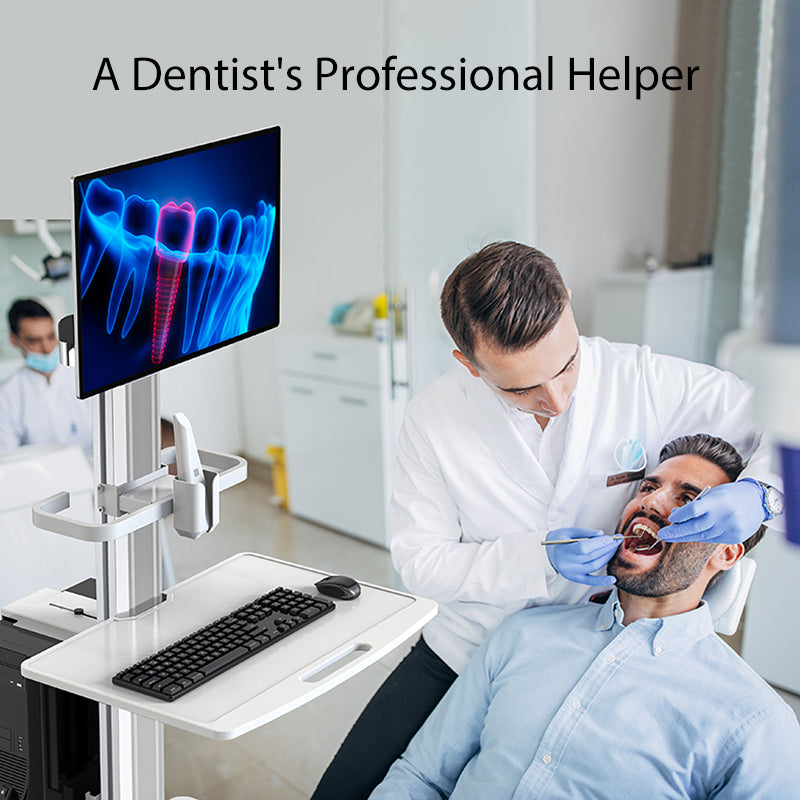 OC-1TS Dental Laboratory Equipment-Silent Wheel, Dental Scanning, Medical Moving Host/Monitor Equipment-Removable Display Case, Bracket