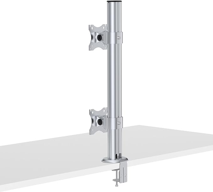 BL200 Dual Monitor Stand Desk Mount- Vertical Heavy Duty Monitor Riser Fits Two 17 to 49 Inch Screen with Swivel, Tilt, Height Adjustable,Weight Capacity up to 33 lbs