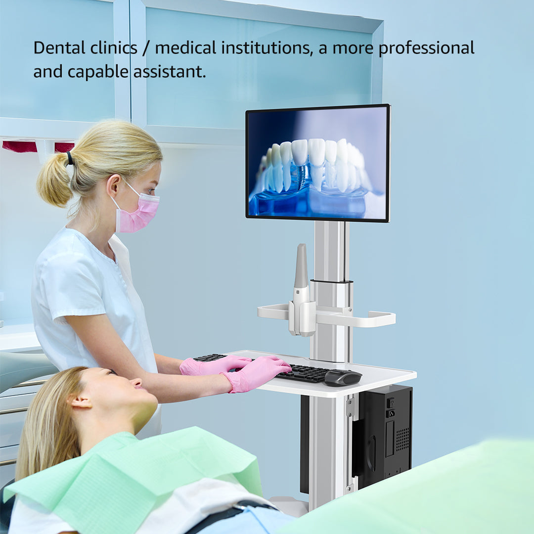 OC-1N Dental Laboratory Equipment-Silent Wheel, Dental Scanning, Medical Moving Host/Monitor Equipment-Removable Display Case, Bracket