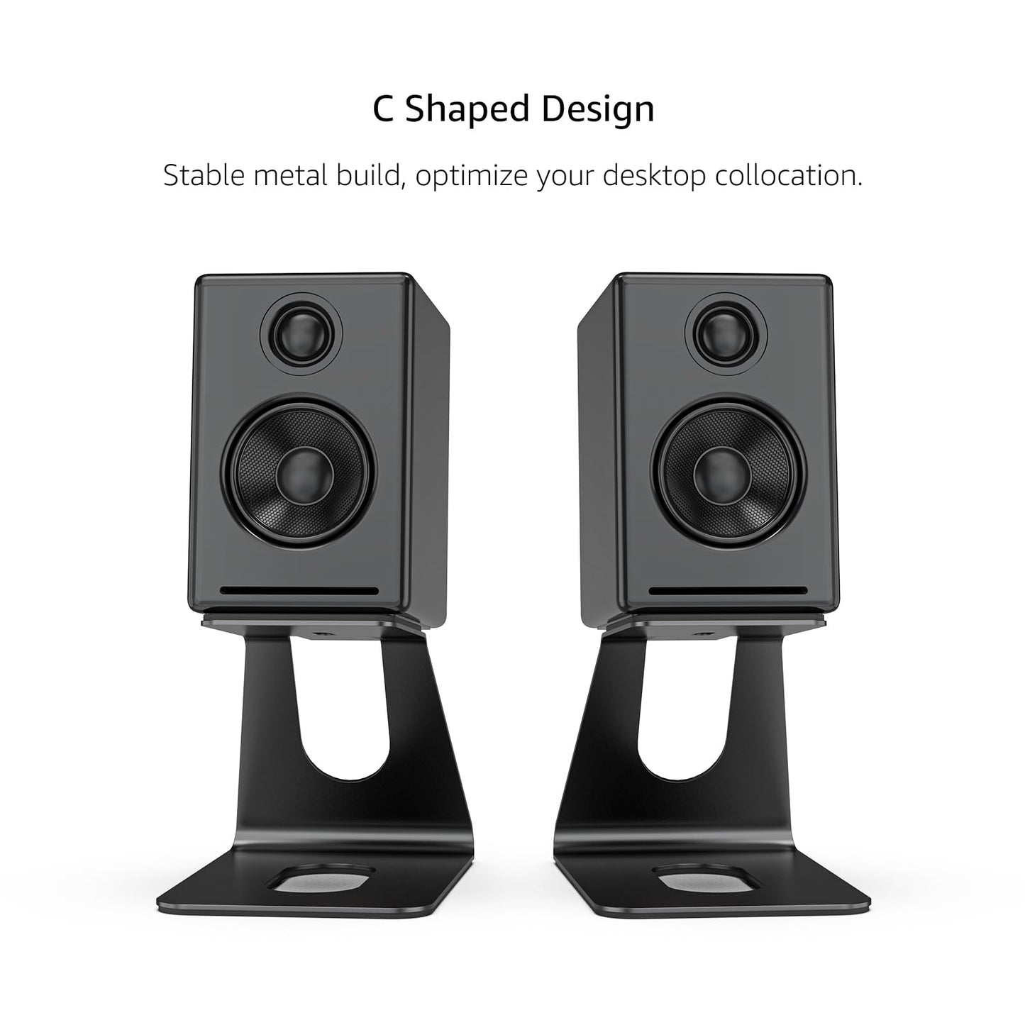 BEWISER Desktop Speaker Stands for 3-4" Metal Medium Size Speaker,PC Speakers,Gaming Speakers Weight Capacity up to 12 lbs(Pair)