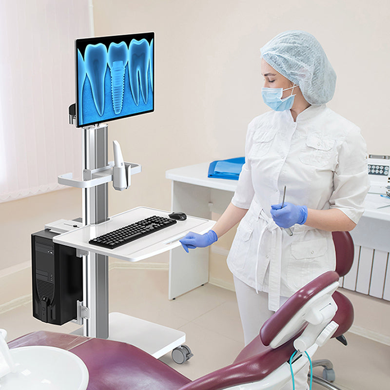 OC-1TS Dental Laboratory Equipment-Silent Wheel, Dental Scanning, Medical Moving Host/Monitor Equipment-Removable Display Case, Bracket