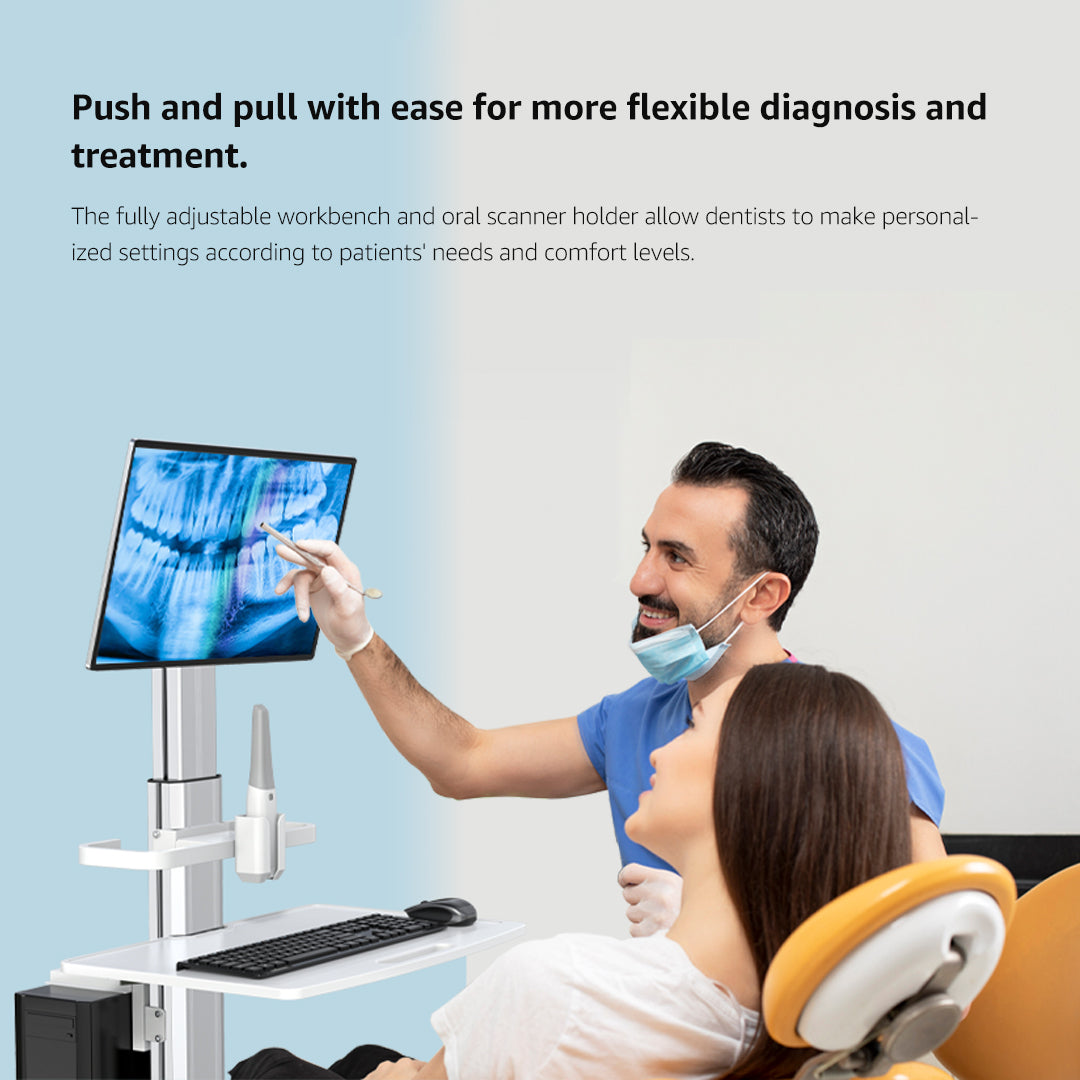 OC-1N Dental Laboratory Equipment-Silent Wheel, Dental Scanning, Medical Moving Host/Monitor Equipment-Removable Display Case, Bracket
