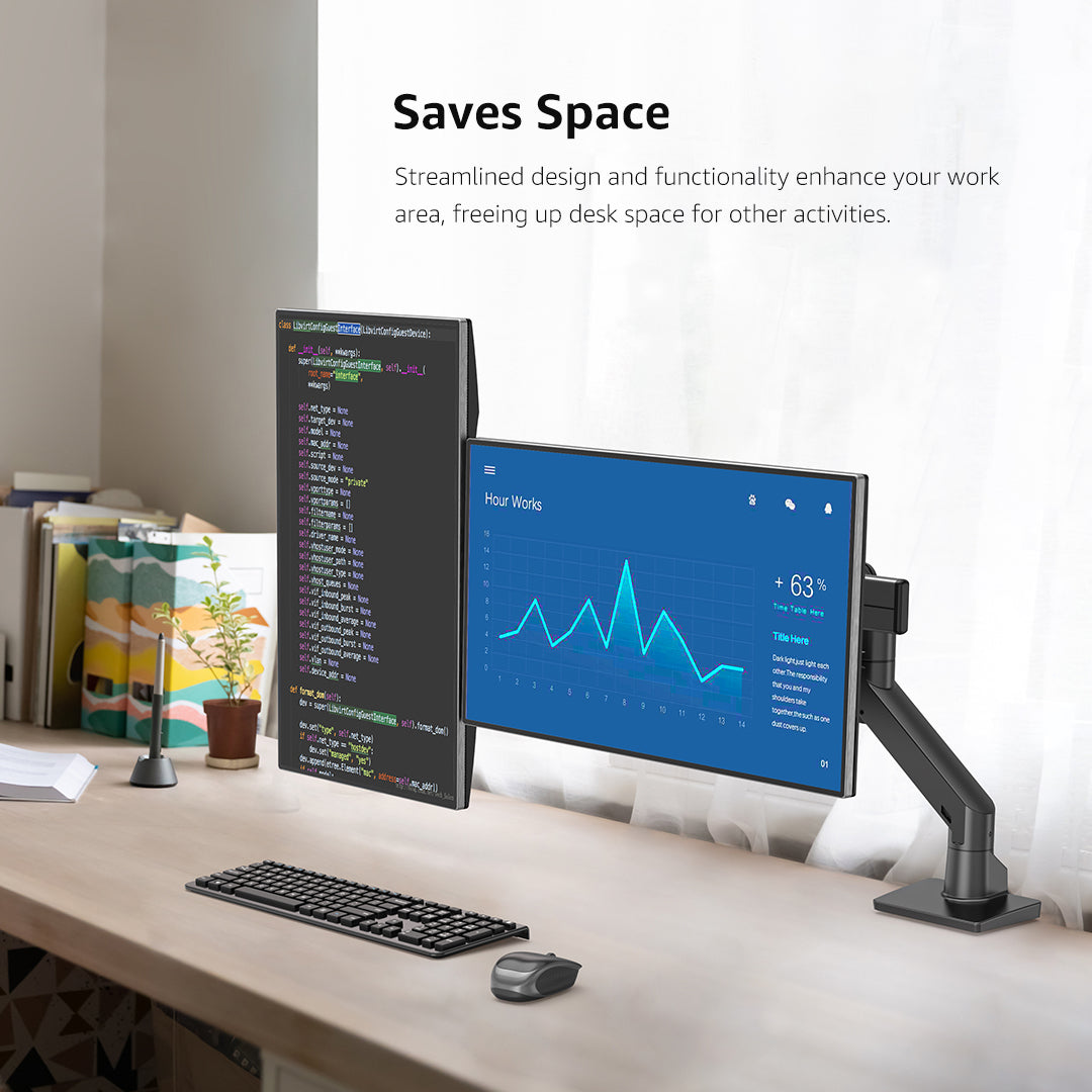 BEWISER Dual Monitor Arm for 17-32 Inch Screen,Black Heavy Duty Double Monitor Stand for Home Office,Extra Thick Arm VESA 75/100mm Desk Mount,Tilt Swivel Rotate(S1020D)