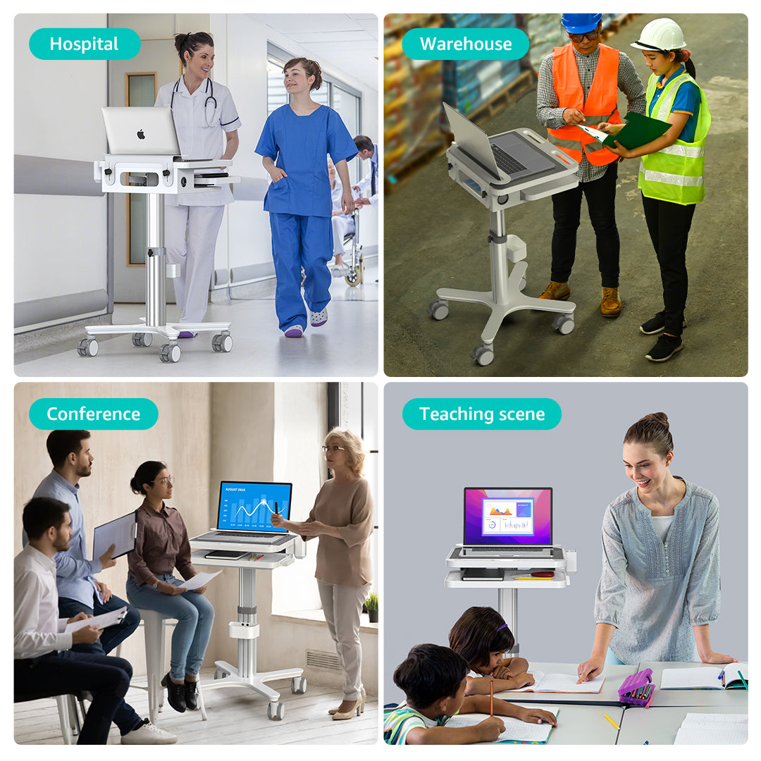 MTO-3 Pro BEWISER Medical Cart Mobile Trolley Cart Height Adjustable Easy Installation Pallet Cart with Oral Scanner Holder Laptop Workstation
