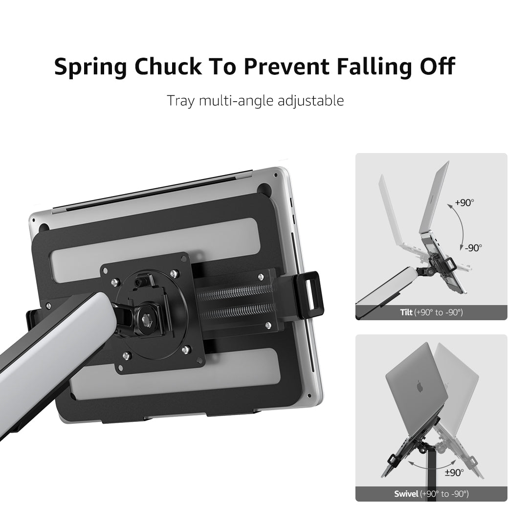 (X24N)BEWISER Dual Laptop Arm Mount for 13"-32” Monitor and 12" - 17" Notebook Desk Mount with Gas Spring,Adjustable 2-in-1 Computer Notebook Mount Desk Stand