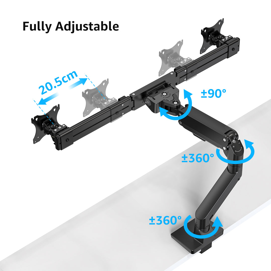 BEWISER Dual Monitor Arm for 17-32 Inch Screen,Black Heavy Duty Double Monitor Stand for Home Office,Extra Thick Arm VESA 75/100mm Desk Mount,Tilt Swivel Rotate(S1020D)
