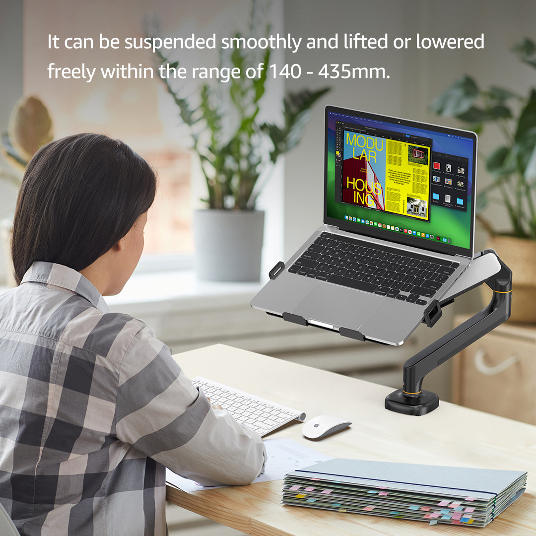 (X12N)BEWISER Laptop Arm Desk Mount with Gas Spring for 12-17 Inch Laptop,Adjustable Computer Notebook Mount Desk Stand,2-in-1 Monitor Arm for 13-32 Inch Monitor