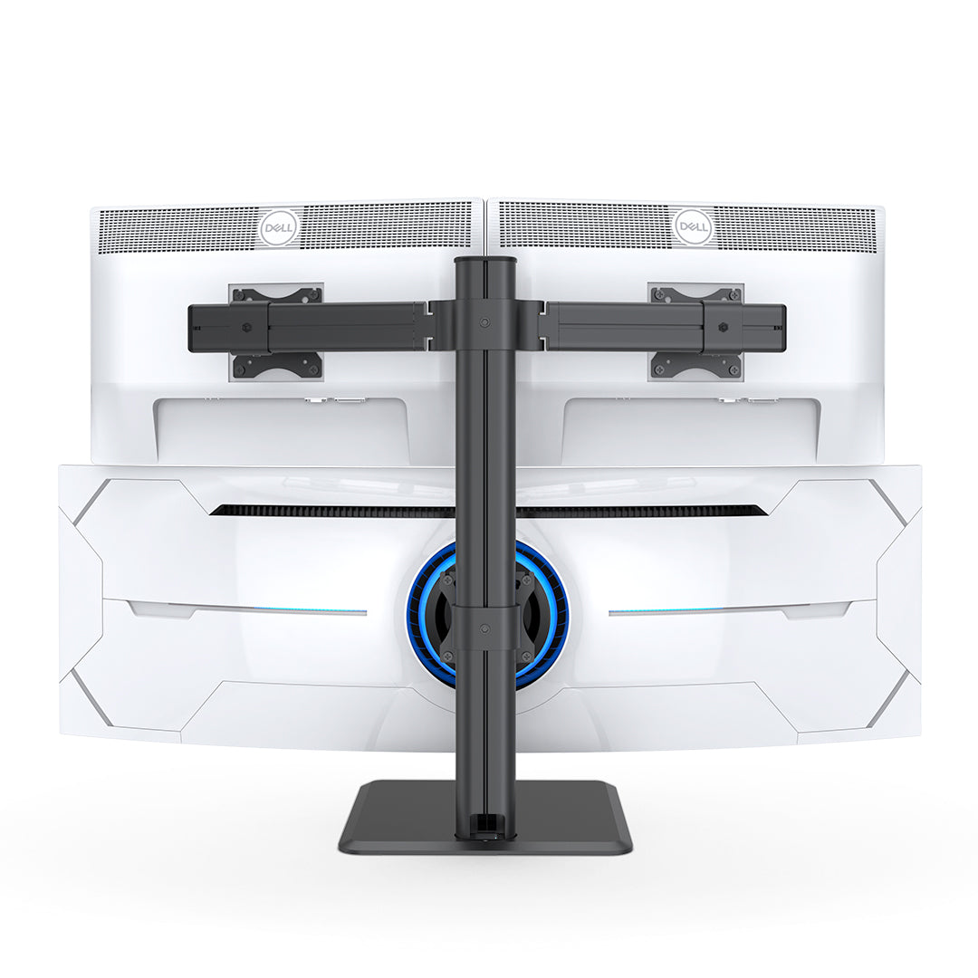 BEWISER Triple Heavy Duty Monitor Stand - Vertical Heavy Duty Monitor Riser Fits Two 17 to 27 Inch Screen and One 49 Inch Screen with Swivel, Tilt, Height Adjustable,weight capacity up to 33