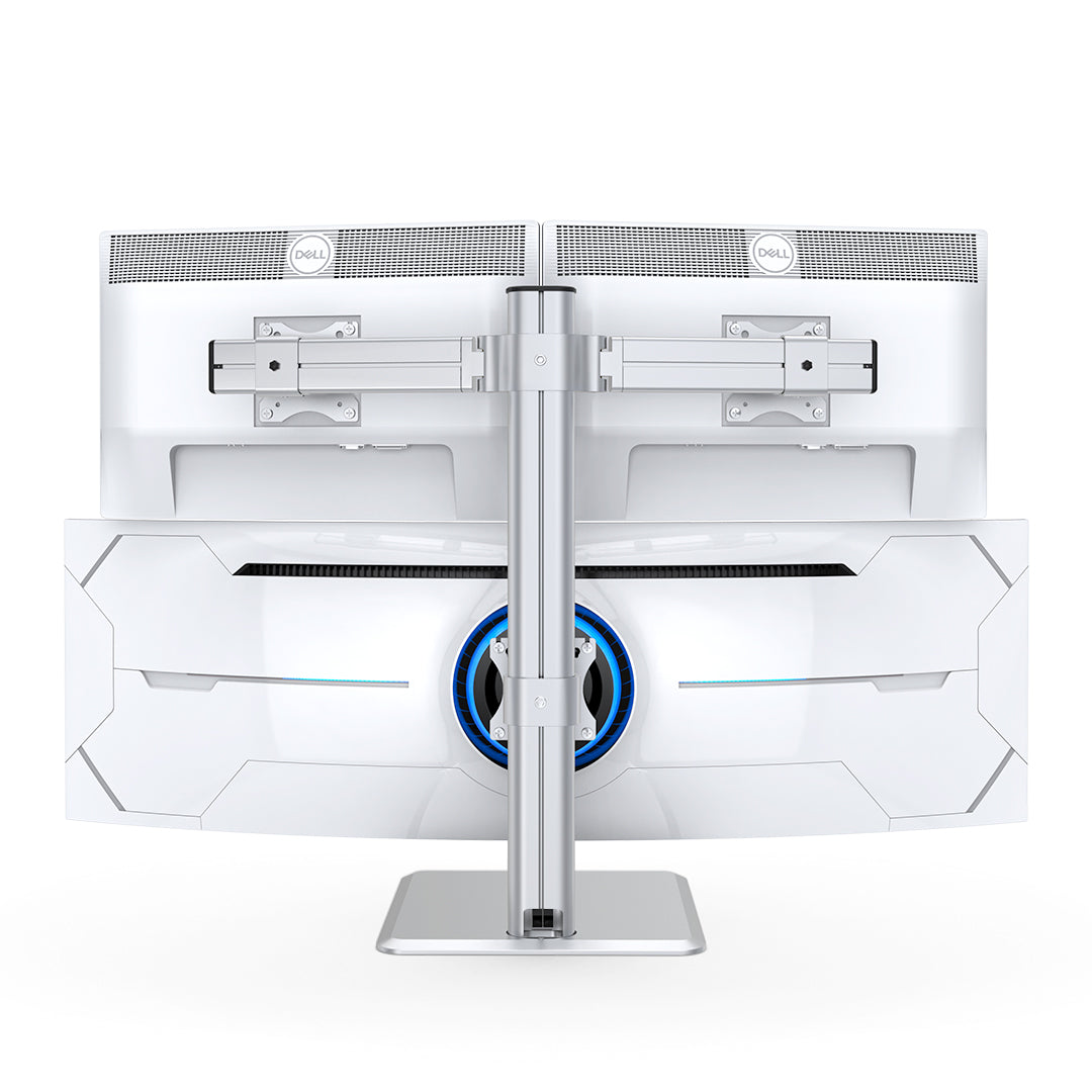 BEWISER Triple Heavy Duty Monitor Stand - Vertical Heavy Duty Monitor Riser Fits Two 17 to 27 Inch Screen and One 49 Inch Screen with Swivel, Tilt, Height Adjustable,weight capacity up to 33