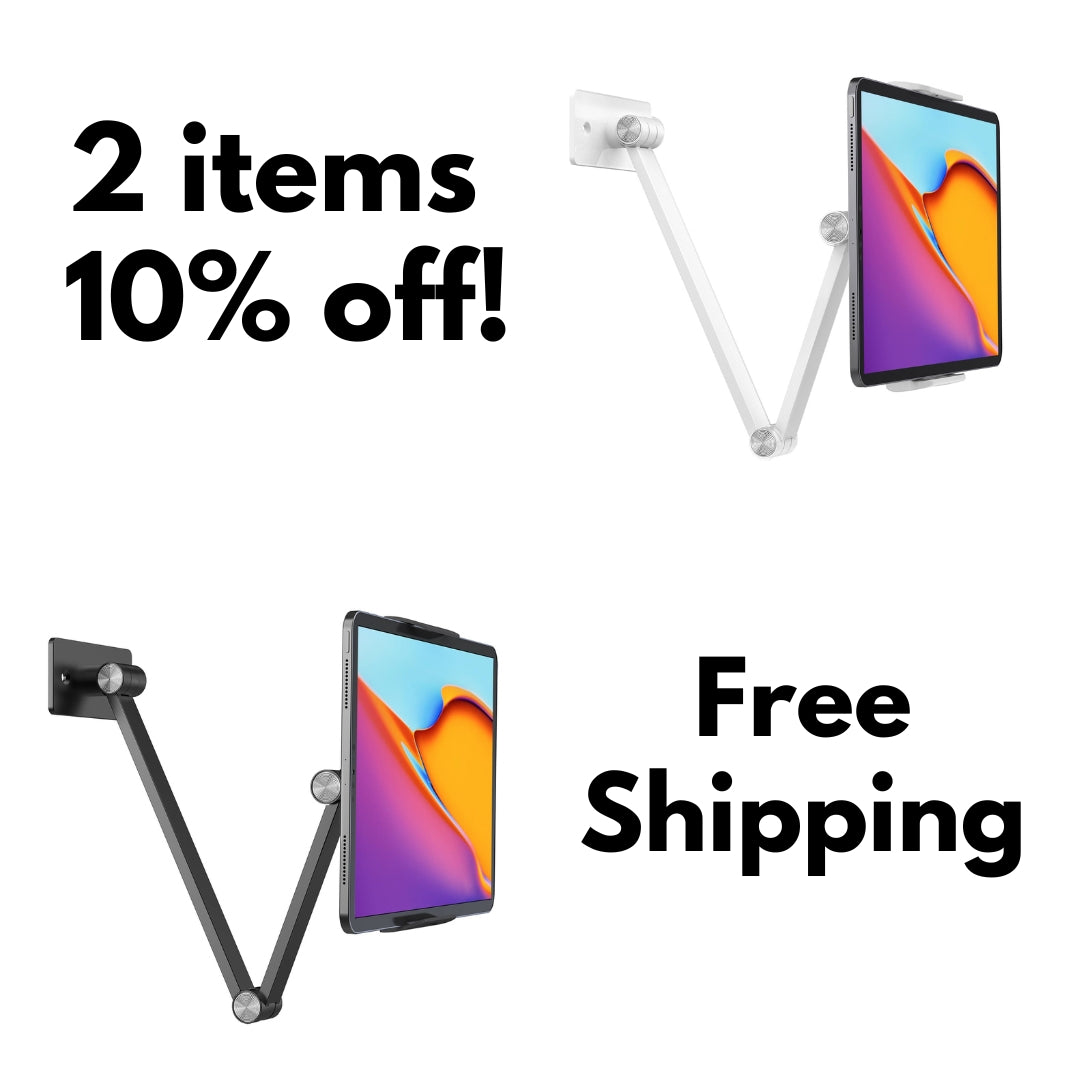 Tablet Wall Mount Holder,Extendable Flexible Arm For Office,Kitchen Easy To Install Compatible with 4.7-15.6" Screen iPhone,iPad,Switch(WS-2)
