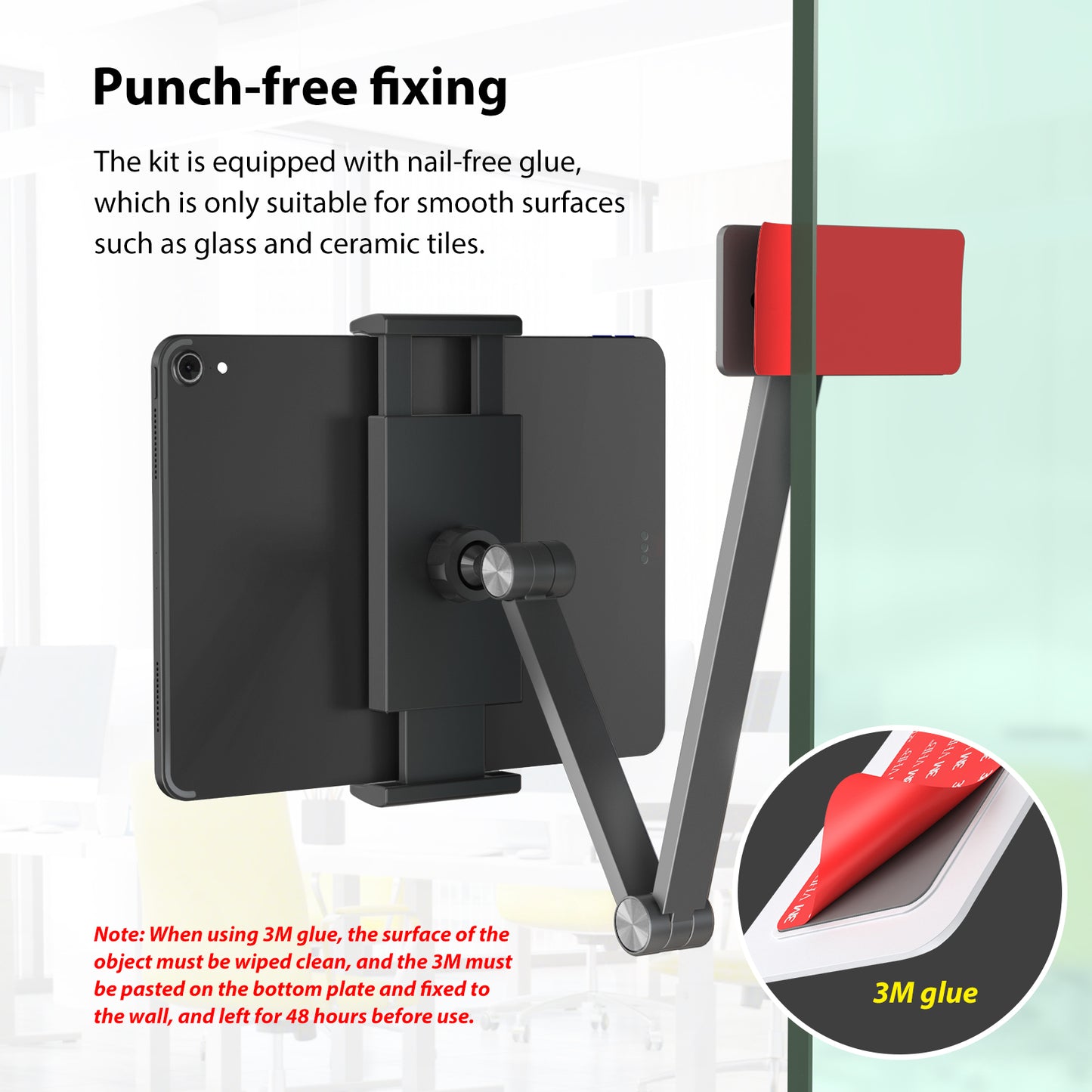 Tablet Wall Mount Holder,Extendable Flexible Arm For Office,Kitchen Easy To Install Compatible with 4.7-15.6" Screen iPhone,iPad,Switch(WS-2)