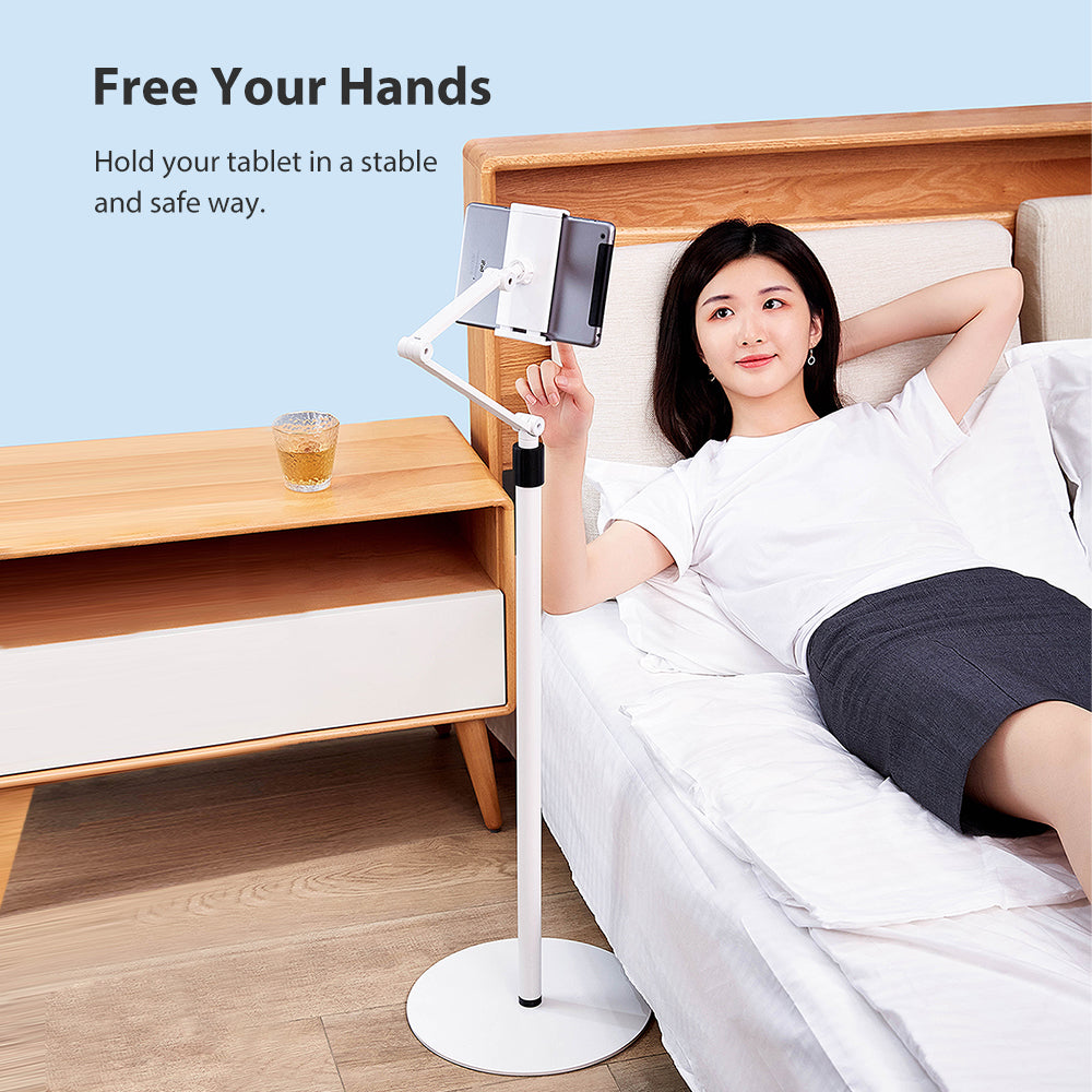 Tablet Floor Stand,Adjustable Universal 360-degree Rotatable Metal Tablet Holder,Phone Stand, Compatible 4.7-12.9" Screen(FS-1)