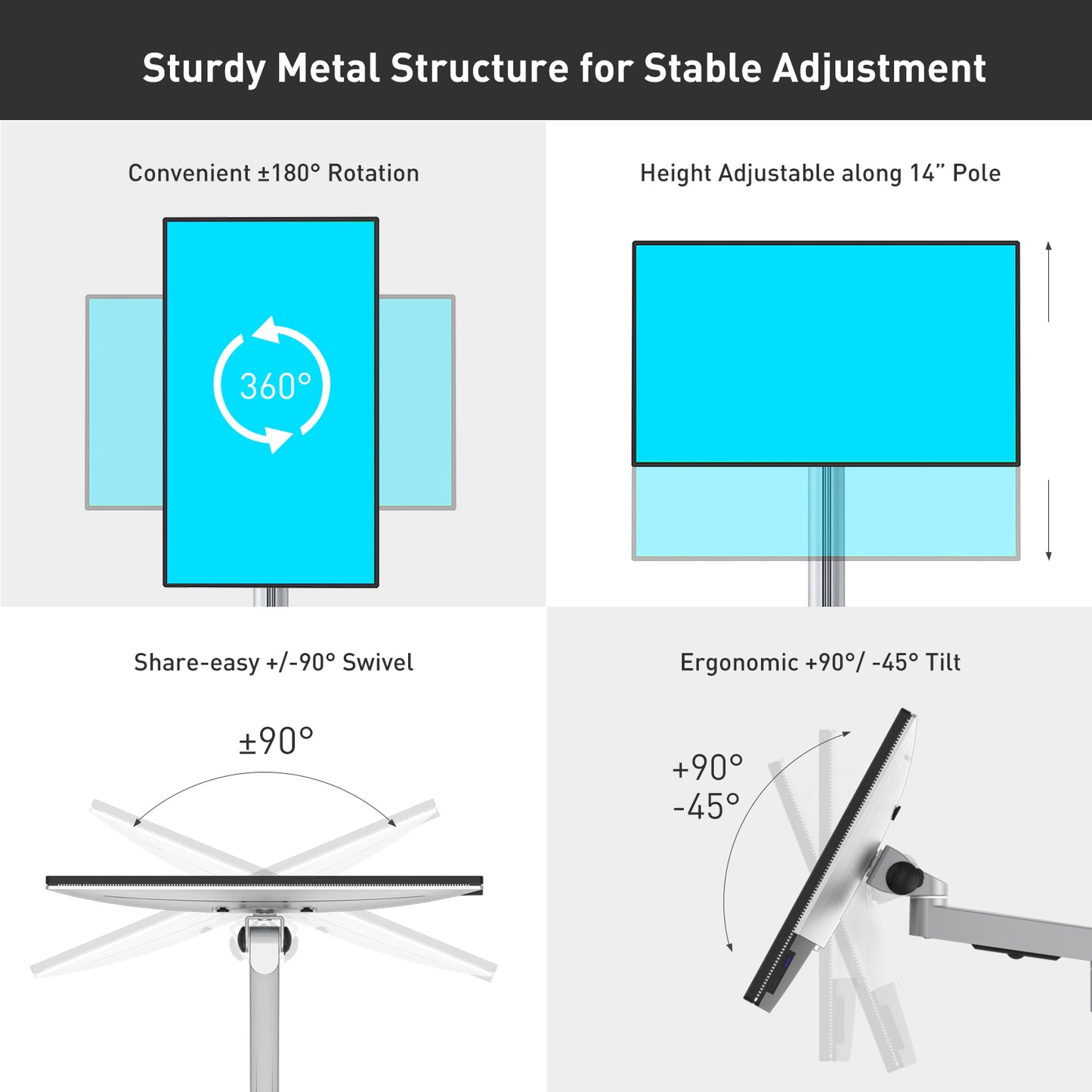 Monitor Mount With Extension Arm,Fully Adjustable Computer Monitor Mount for Screen Up to 32 Inch,Monitor Desk Mount with C-Clamp and Grommet(L-T)