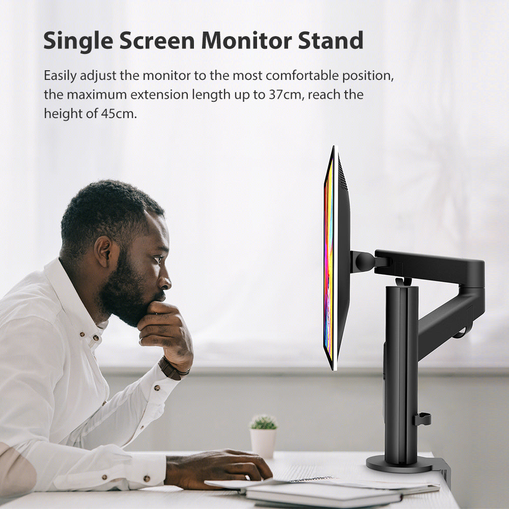 Single Monitor Mount For 1 Computer Screen up to 32 inch,Fully Adjustable Monitor Arm Holds up to 22 lbs,Black (BP100)