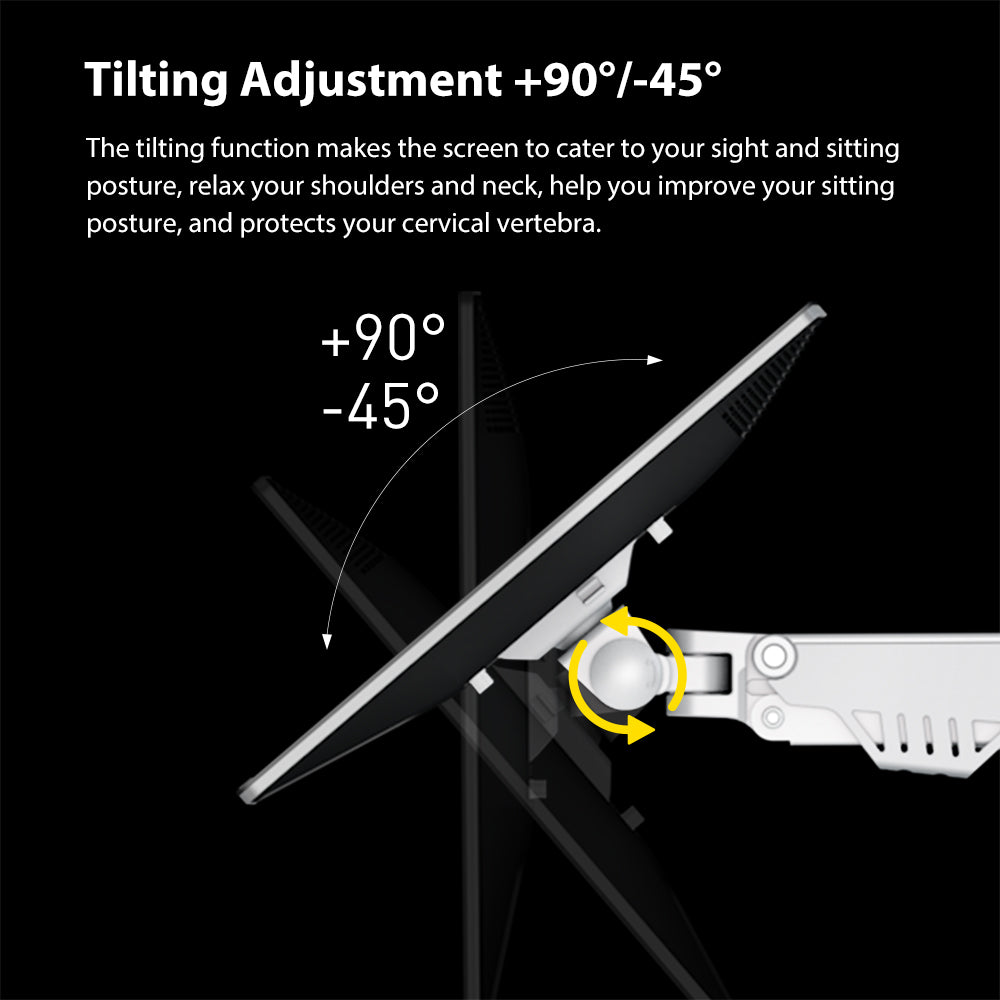 Single Monitor Arm Mount Stand Fully Adjustable Gas Spring Desk Mount Swivel Bracket with C Clamp,Grommet  For 32 Inch(D5)