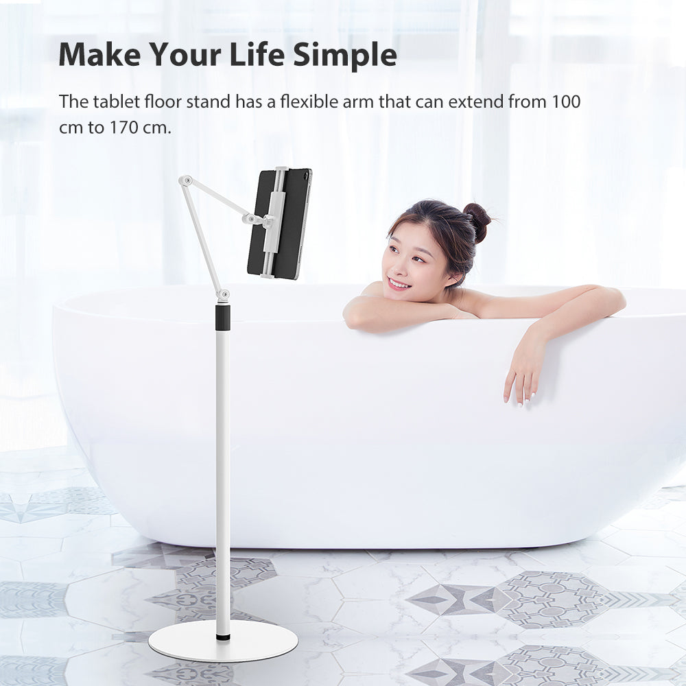 Tablet Floor Stand,Adjustable Universal 360-degree Rotatable Metal Tablet Holder,Phone Stand, Compatible 4.7-12.9" Screen(FS-1)