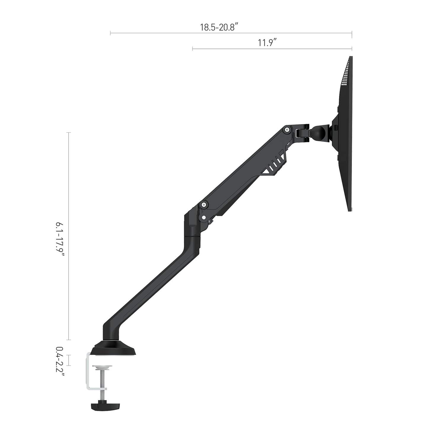 Single Monitor Arm Mount Stand Fully Adjustable Gas Spring Desk Mount Swivel Bracket with C Clamp,Grommet  For 32 Inch(D5)