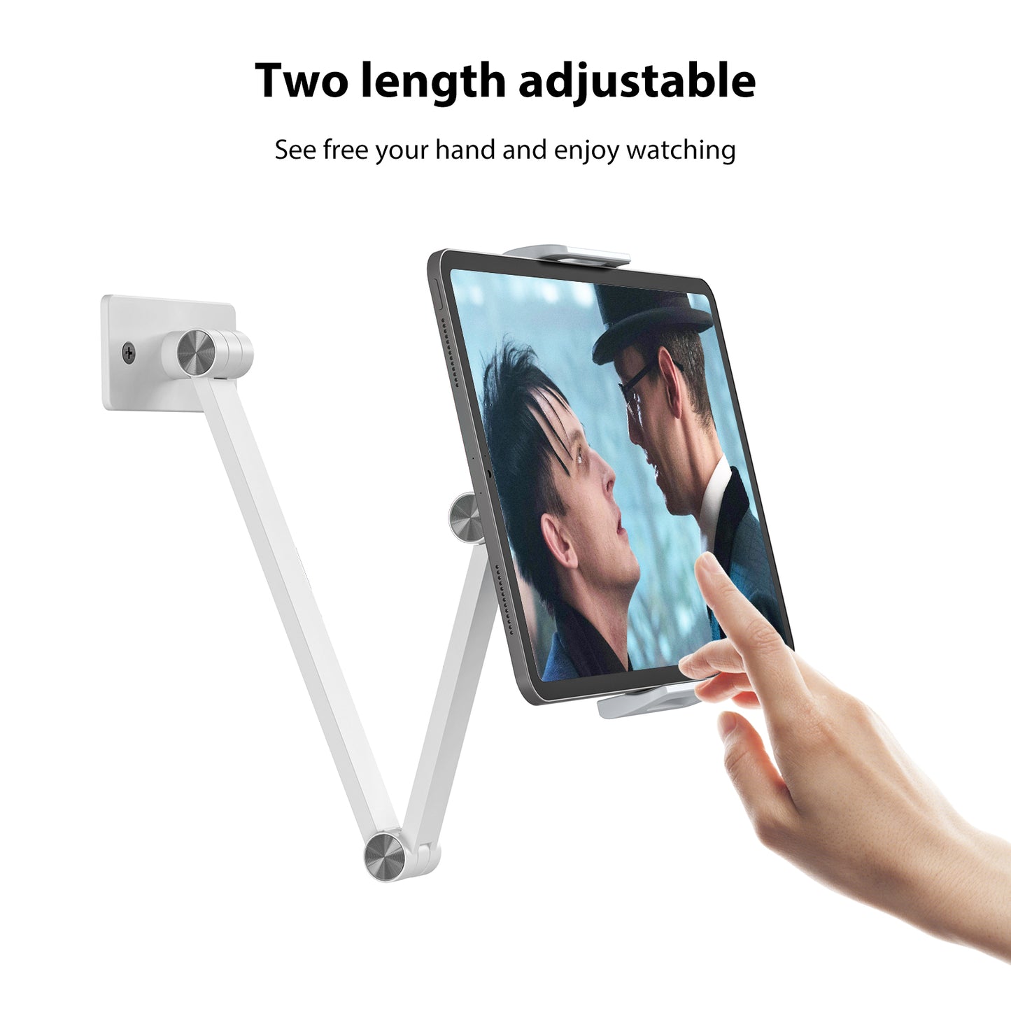 Tablet Wall Mount Holder，Extendable Flexible Arm For Office，Kitchen Easy To Install Compatible with 4.7-15.6" Screen iPhone，iPad，Switch(WS-2)