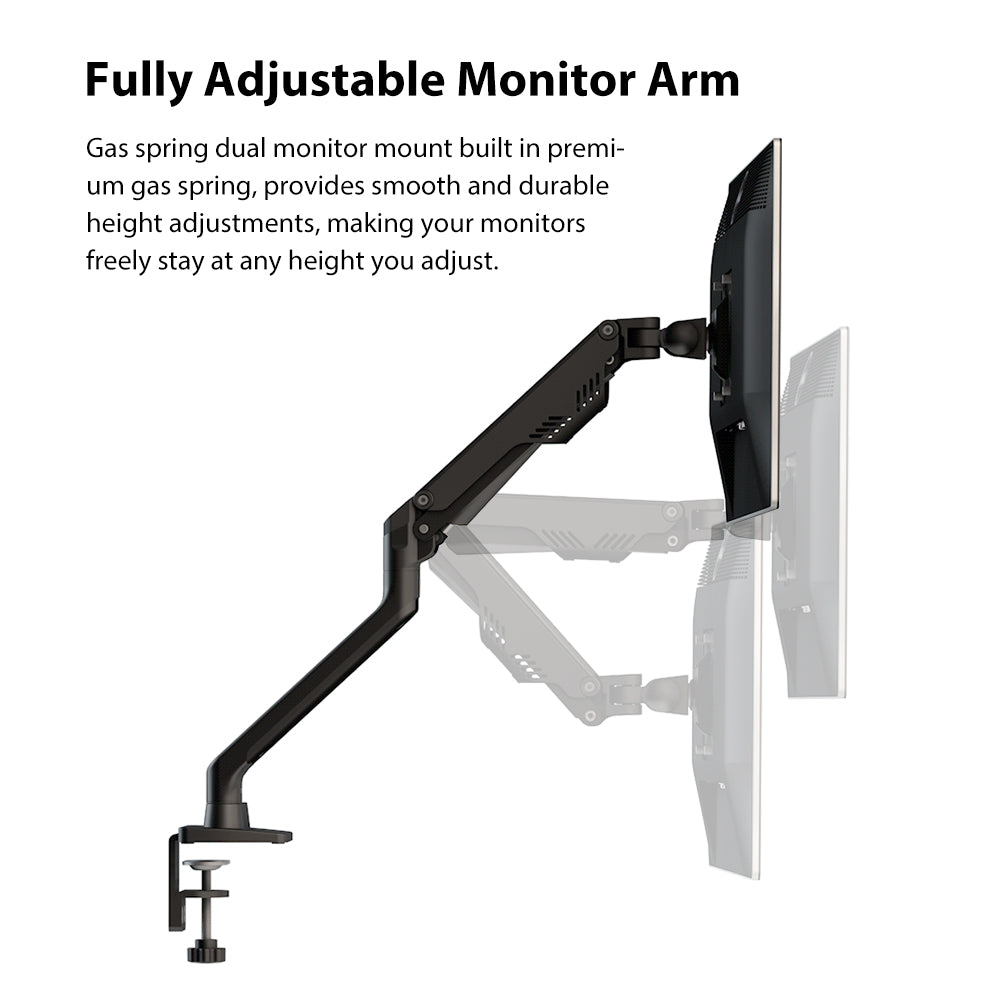 Dual Monitor Arms, For 2 Monitors,Fully Adjustable Gas Spring Desk Mount Swivel Bracket With Clamp, Grommet For Display Up to 32 Inch(D5-Dual)