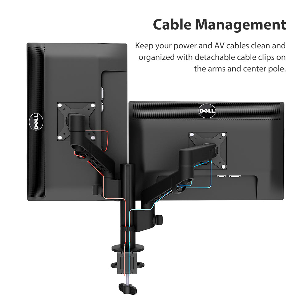 Dual Monitor Arms Fully Adjustable Desk Mount Stand Fits 2 Screens up to 32 inch, Weight Capacity 22lbs per Arm(BP200)