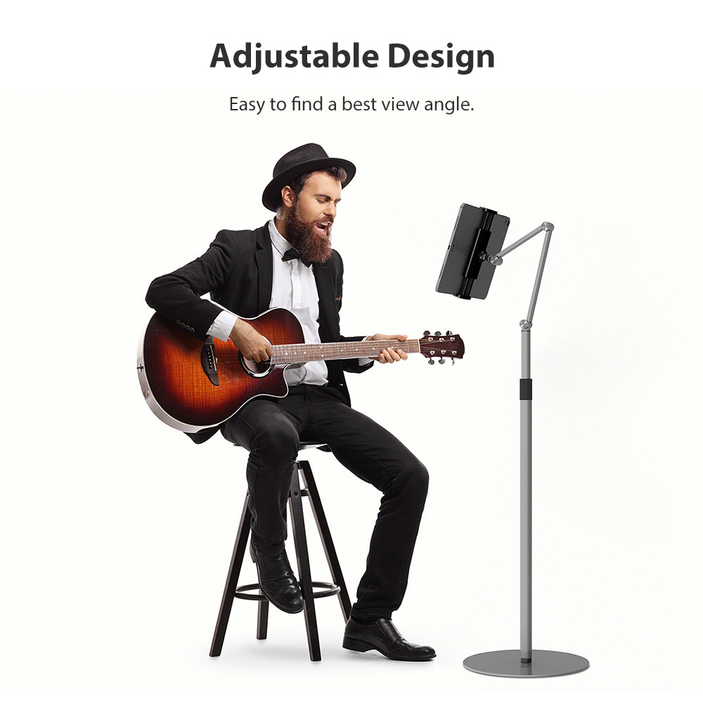 Tablet Floor Stand,Adjustable Universal 360-degree Rotatable Metal Tablet Holder,Phone Stand, Compatible 4.7-12.9" Screen(FS-1)