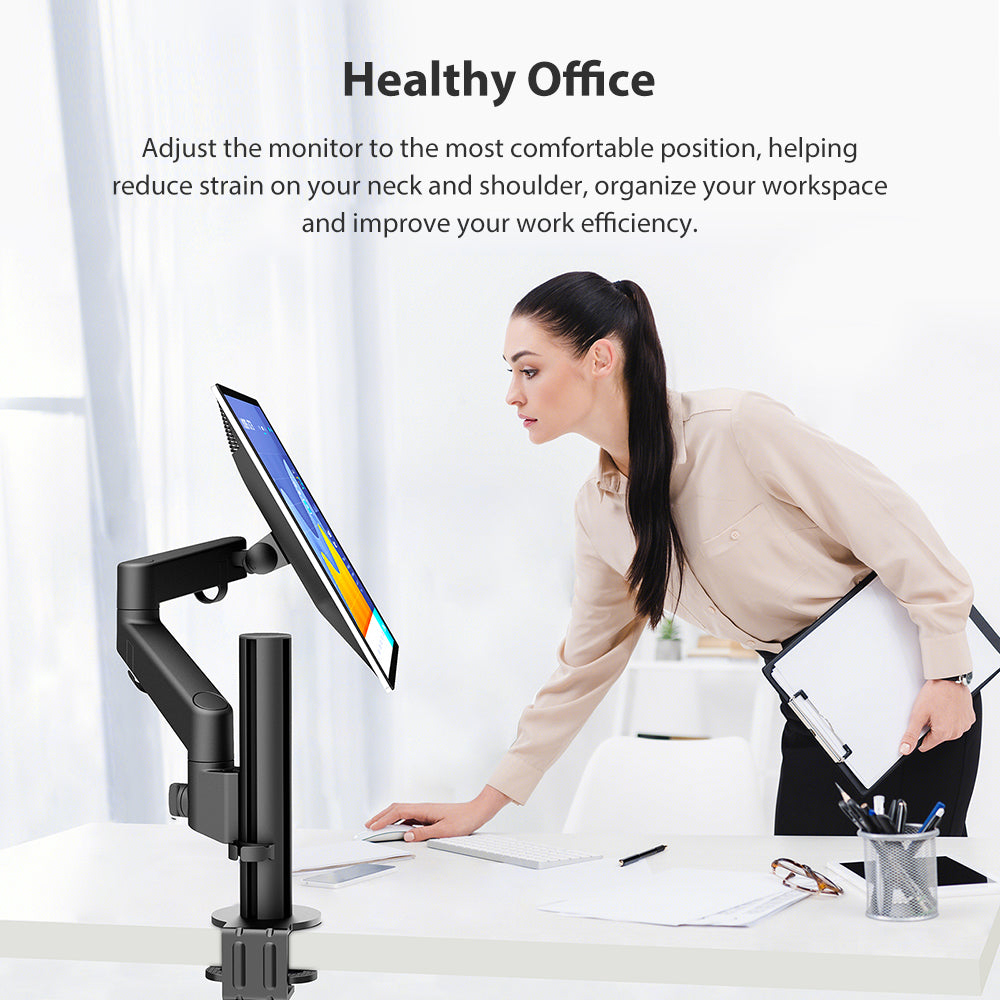 Single Monitor Mount For 1 Computer Screen up to 32 inch,Fully Adjustable Monitor Arm Holds up to 22 lbs,Black (BP100)