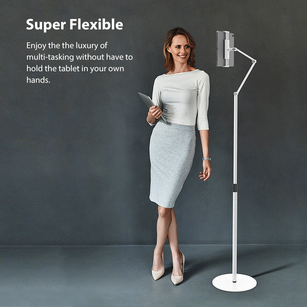 Tablet Floor Stand,Adjustable Universal 360-degree Rotatable Metal Tablet Holder,Phone Stand, Compatible 4.7-12.9" Screen(FS-1)