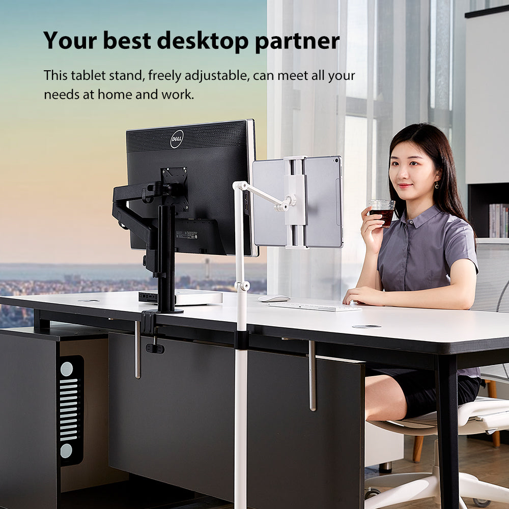 Tablet Floor Stand,Adjustable Universal 360-degree Rotatable Metal Tablet Holder,Phone Stand, Compatible 4.7-12.9" Screen(FS-1)