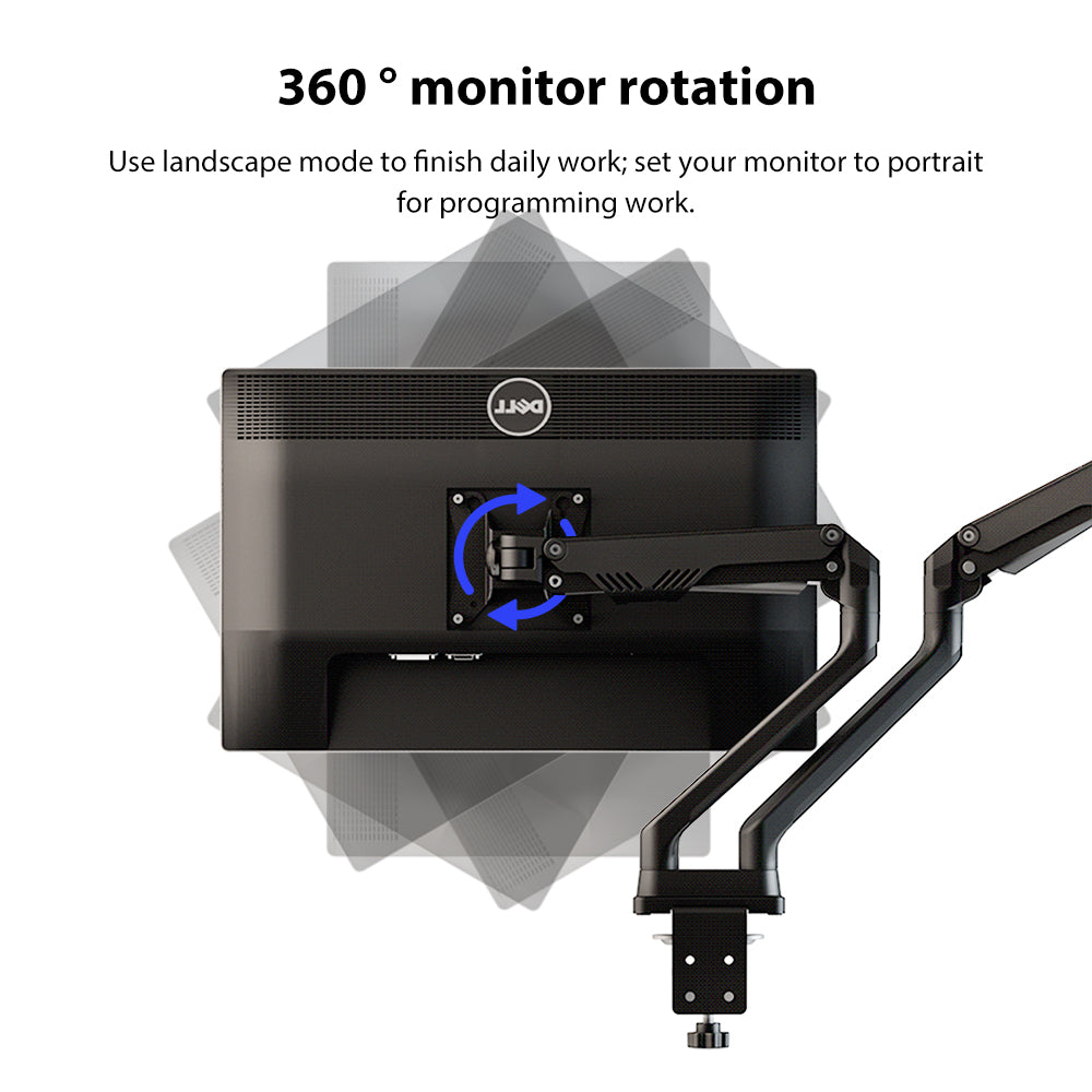 Dual Monitor Arms, For 2 Monitors,Fully Adjustable Gas Spring Desk Mount Swivel Bracket With Clamp, Grommet For Display Up to 32 Inch(D5-Dual)