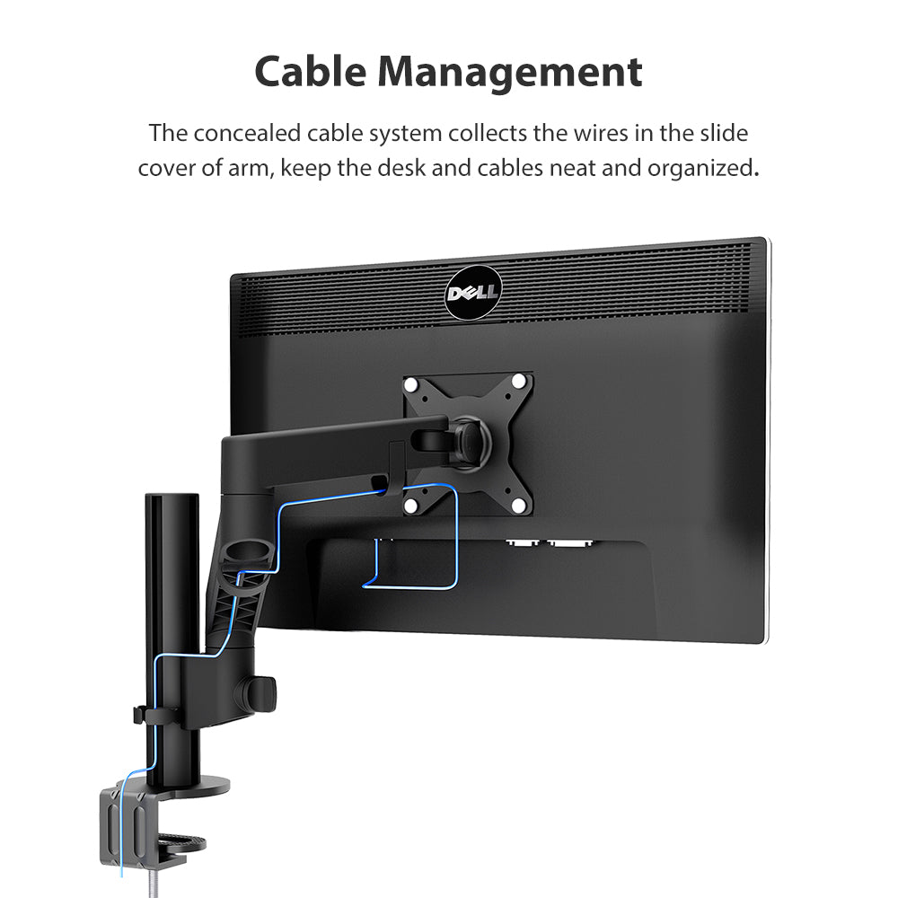 Single Monitor Mount For 1 Computer Screen up to 32 inch,Fully Adjustable Monitor Arm Holds up to 22 lbs,Black (BP100)