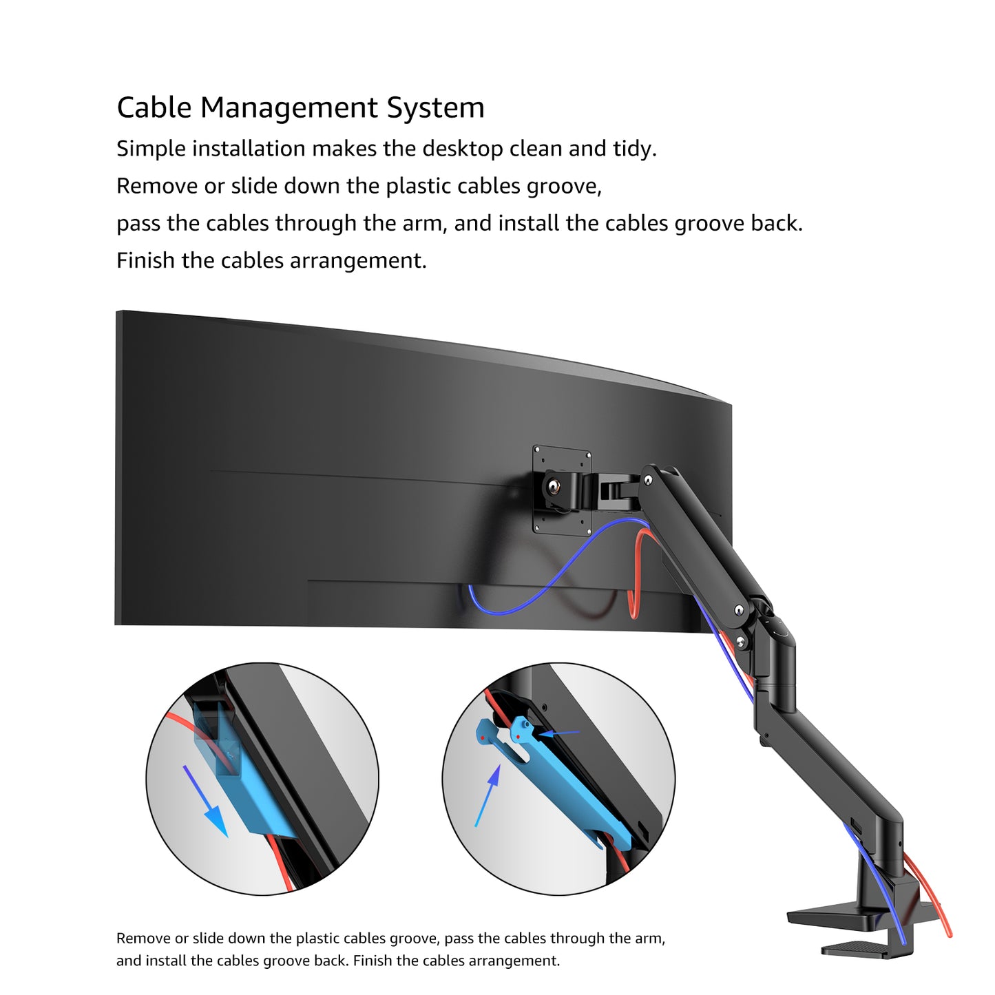 Single Ultrawide Monitor Arm , VESA Desk Mount – For 1000R Curved Monitors Up to 49 Inches, up to 44 lbs