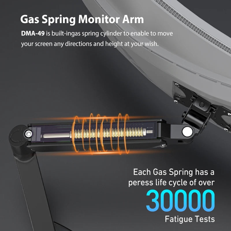 Bewiser Desktop Gas Spring Dual Monitor Holder Arm for 13"-32" Screen Display Support Air Press Mount Stand Load 2-9kg Each VESA