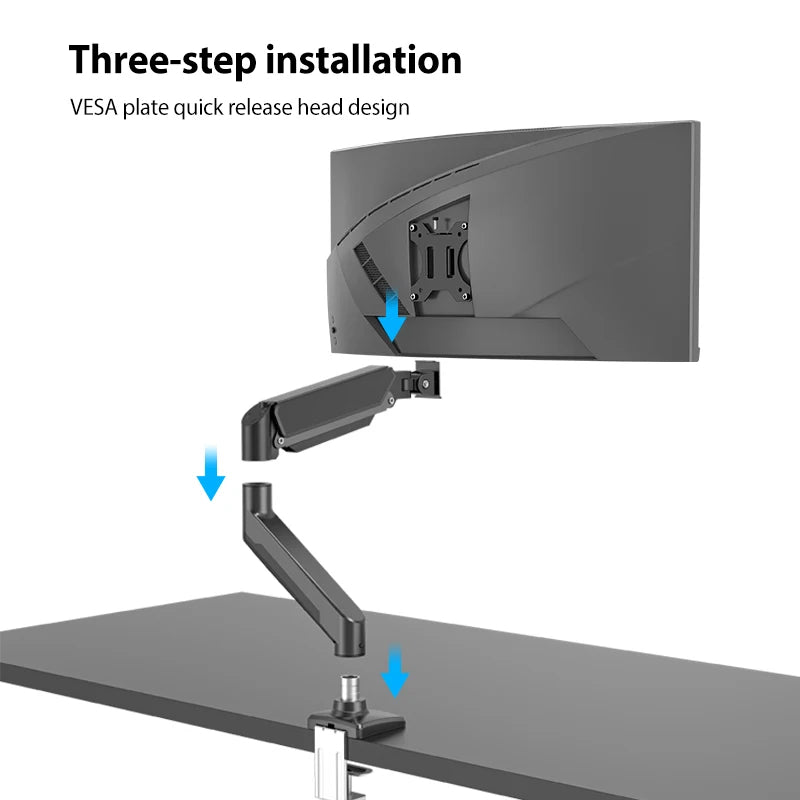 Bewiser Monitor Arm Bracket For 13"-32" 2-9kg (4.4-19.8 lbs) Screen Desk Table Mount Stand Display Support 360° Free Adjustment