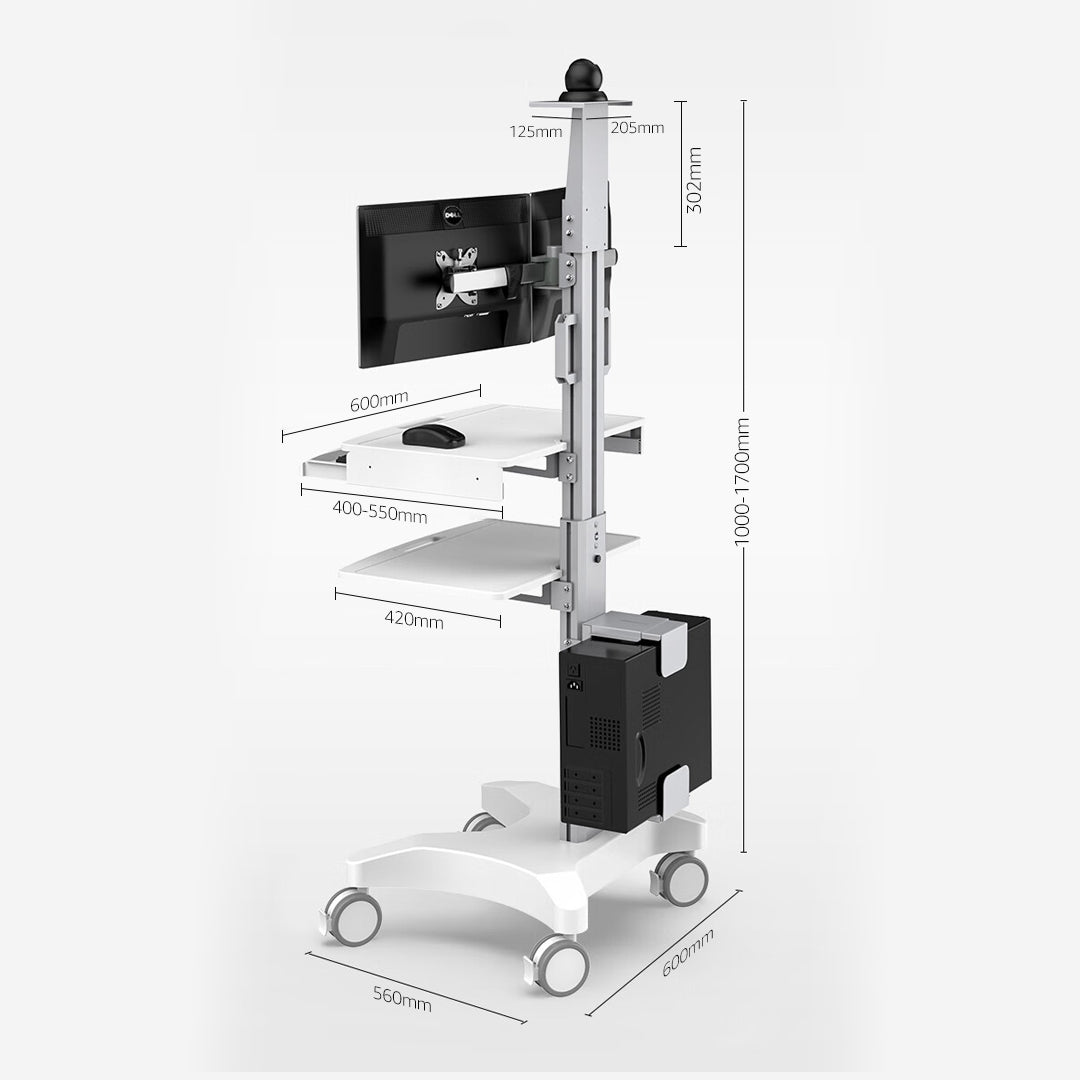 (H2)Laboratory Equipment-Silent Wheel, Dental Scanning, Medical Moving Host/Monitor Equipment-Removable Display Case, Bracket