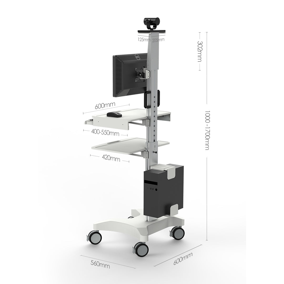 (H1)Laboratory Equipment-Silent Wheel, Dental Scanning, Medical Moving Host/Monitor Equipment-Removable Display Case, Bracket