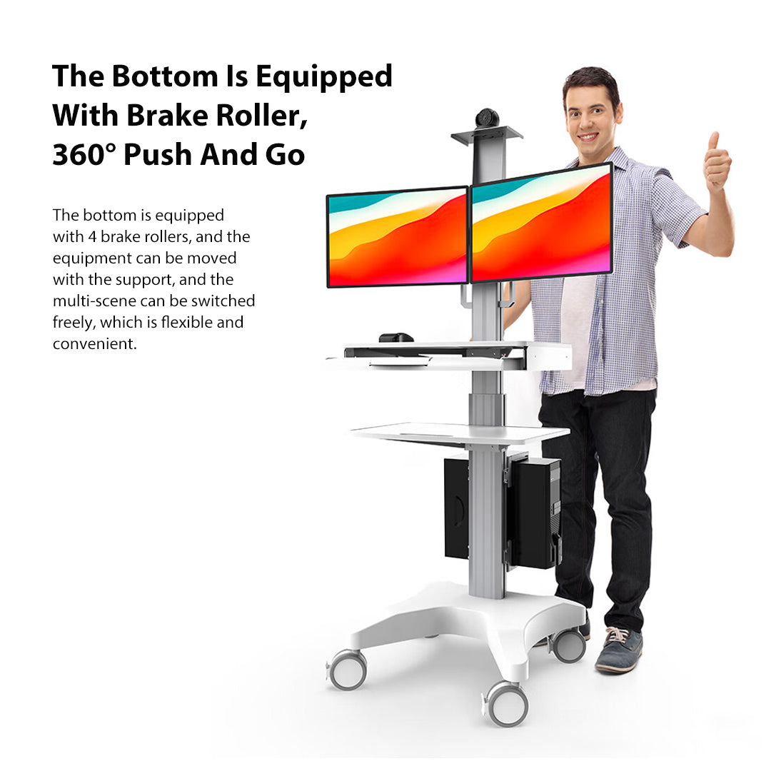 (H2)Laboratory Equipment-Silent Wheel, Dental Scanning, Medical Moving Host/Monitor Equipment-Removable Display Case, Bracket