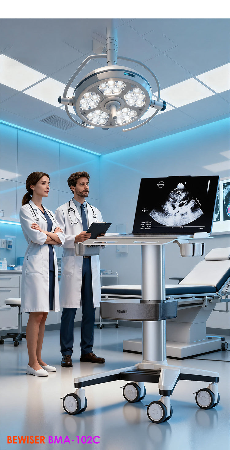 BMA-102C Bewiser Ultrasound Medical Cart Trolley Mobile Laptop Cart for Medical Use, Ideal for Ultrasound and B-Scan Equipment
