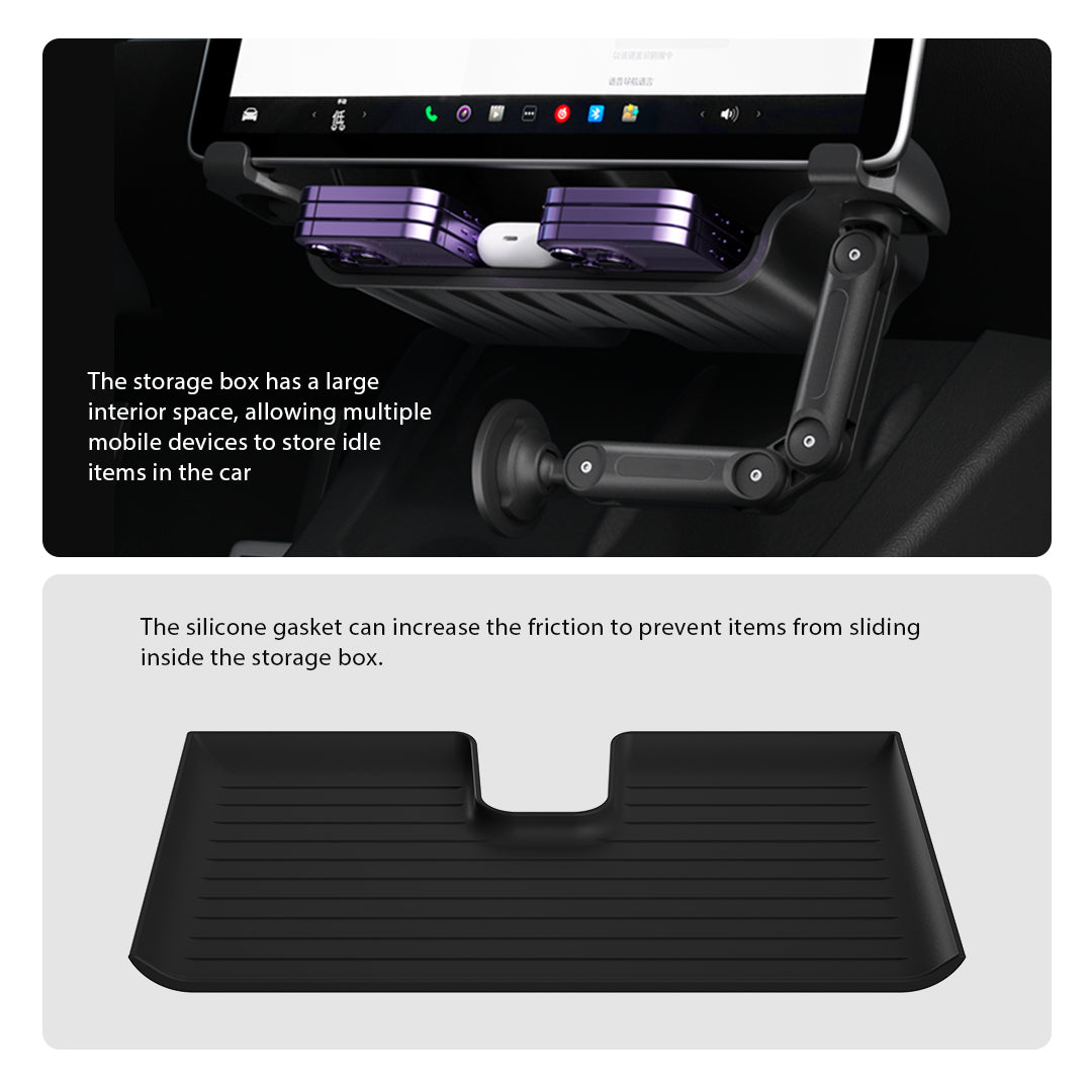 Tesla Phone Stand O - Strong Magnetic Phone Stand, Spacious Center Console Storage, Under Screen Box, Behind Screen Tray, Tissue Holder - Specifically Designed for Tesla Model 3/Y Owners（LD-TS2)）