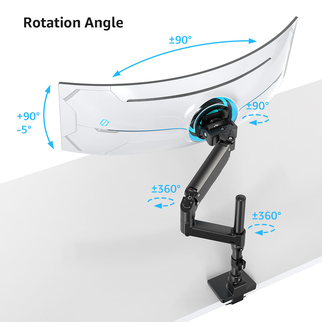 BEWISER Heavy Duty Monitor Arm Ultrawide Monitor Mount for 34-57 inches Screens,Weight Capacity Up to 44 lbs,Full Motion Height Swivel Adjustable Monitor Arm (S1020-PS)